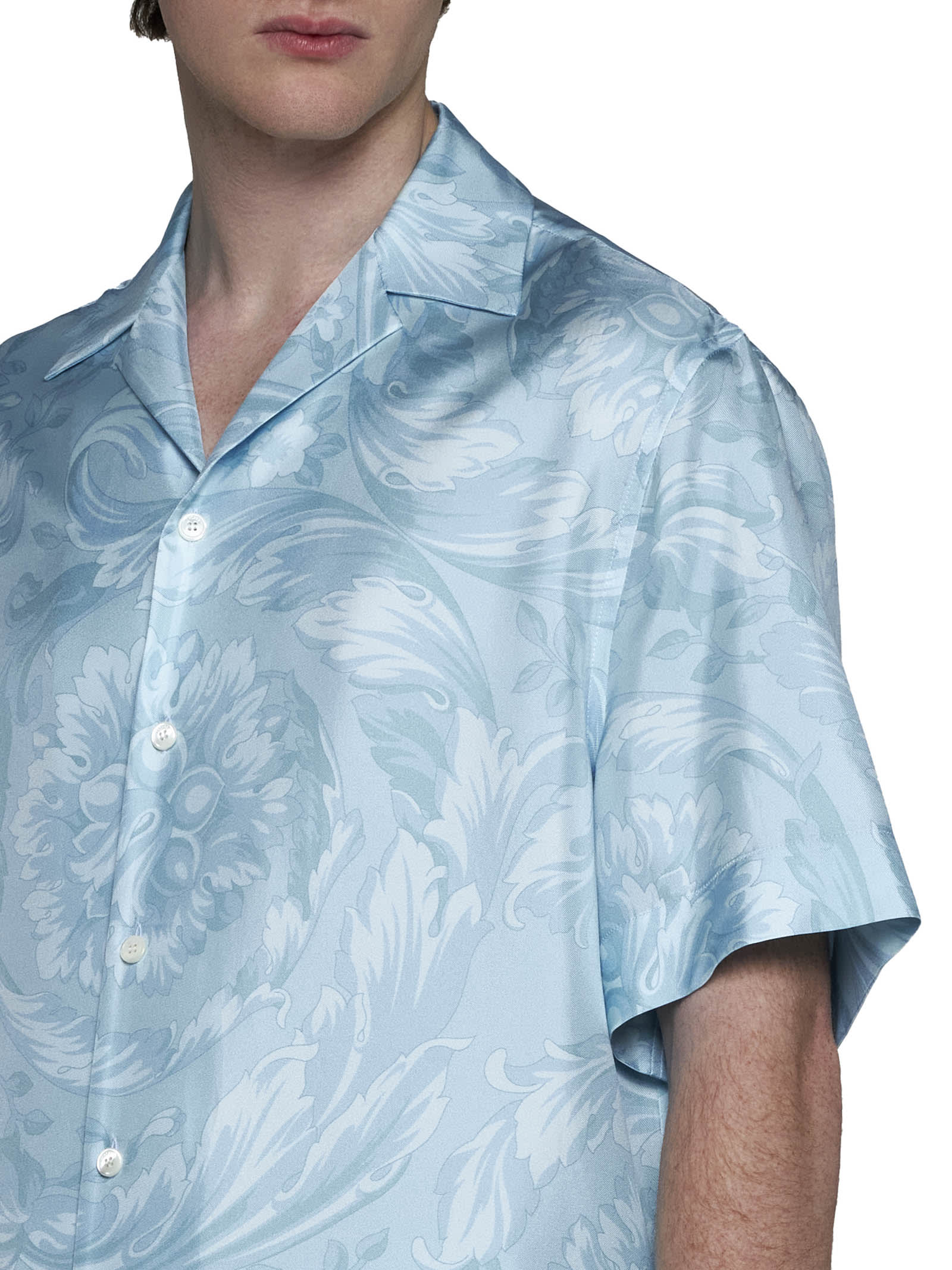 Shop Versace Shirt In Pale Blue