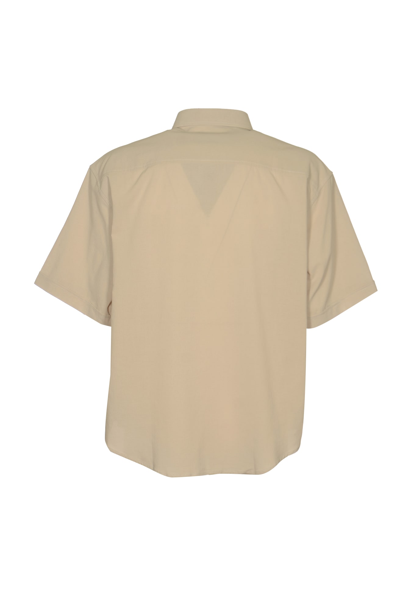 Shop Ami Alexandre Mattiussi Patched Pocket Round Hem Regular Short-sleeved Shirt In Beige Clair