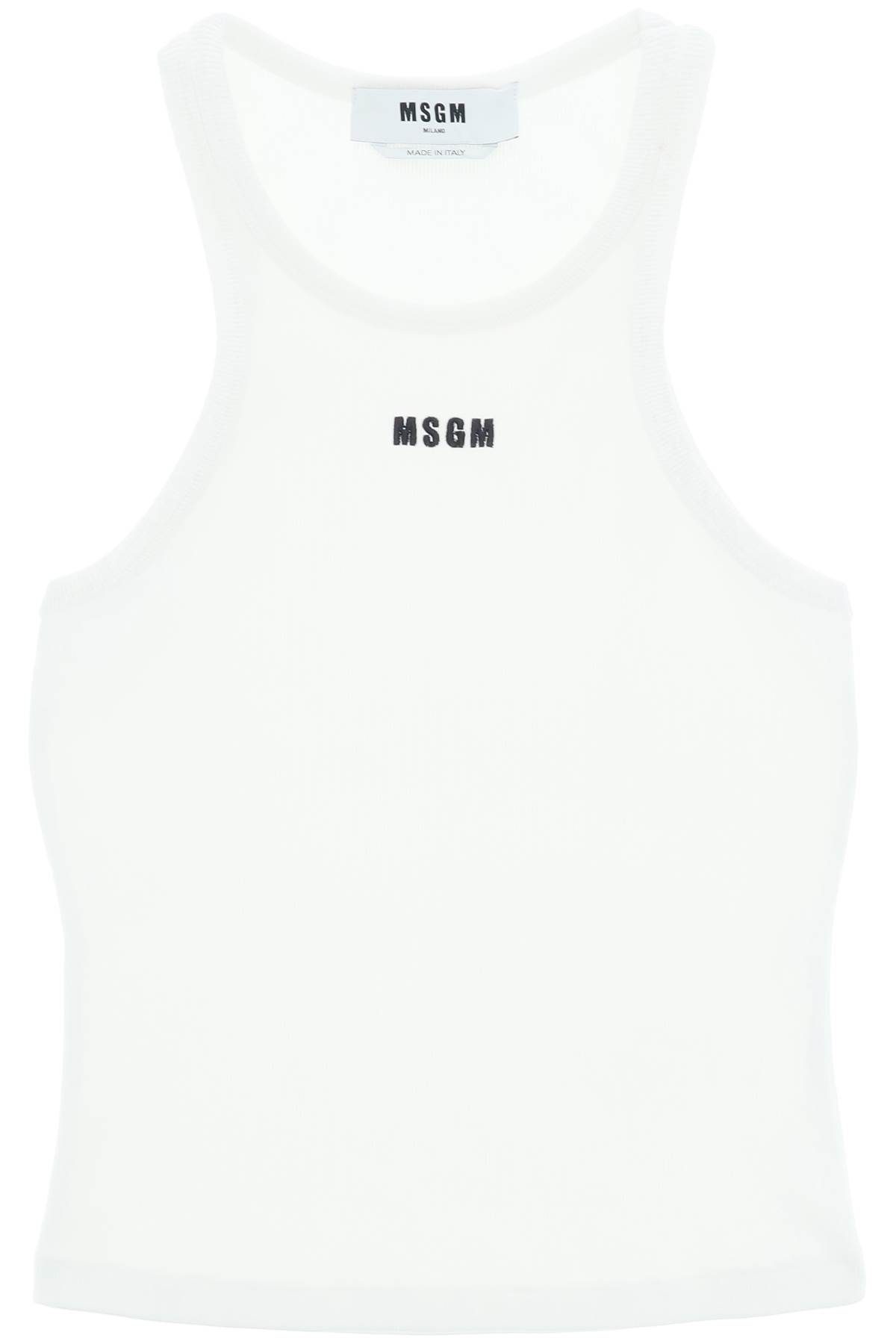 Msgm Embroidered-logo Tank Top In Optical White (white)