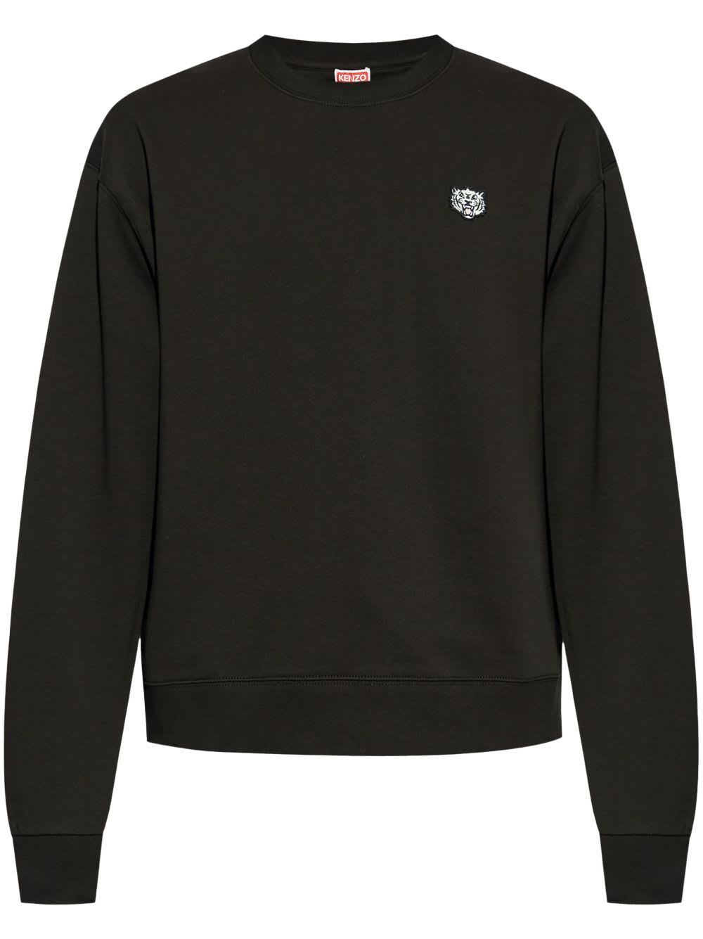 Kenzo Cotton Sweatshirt With Happy Tiger Patch In Black