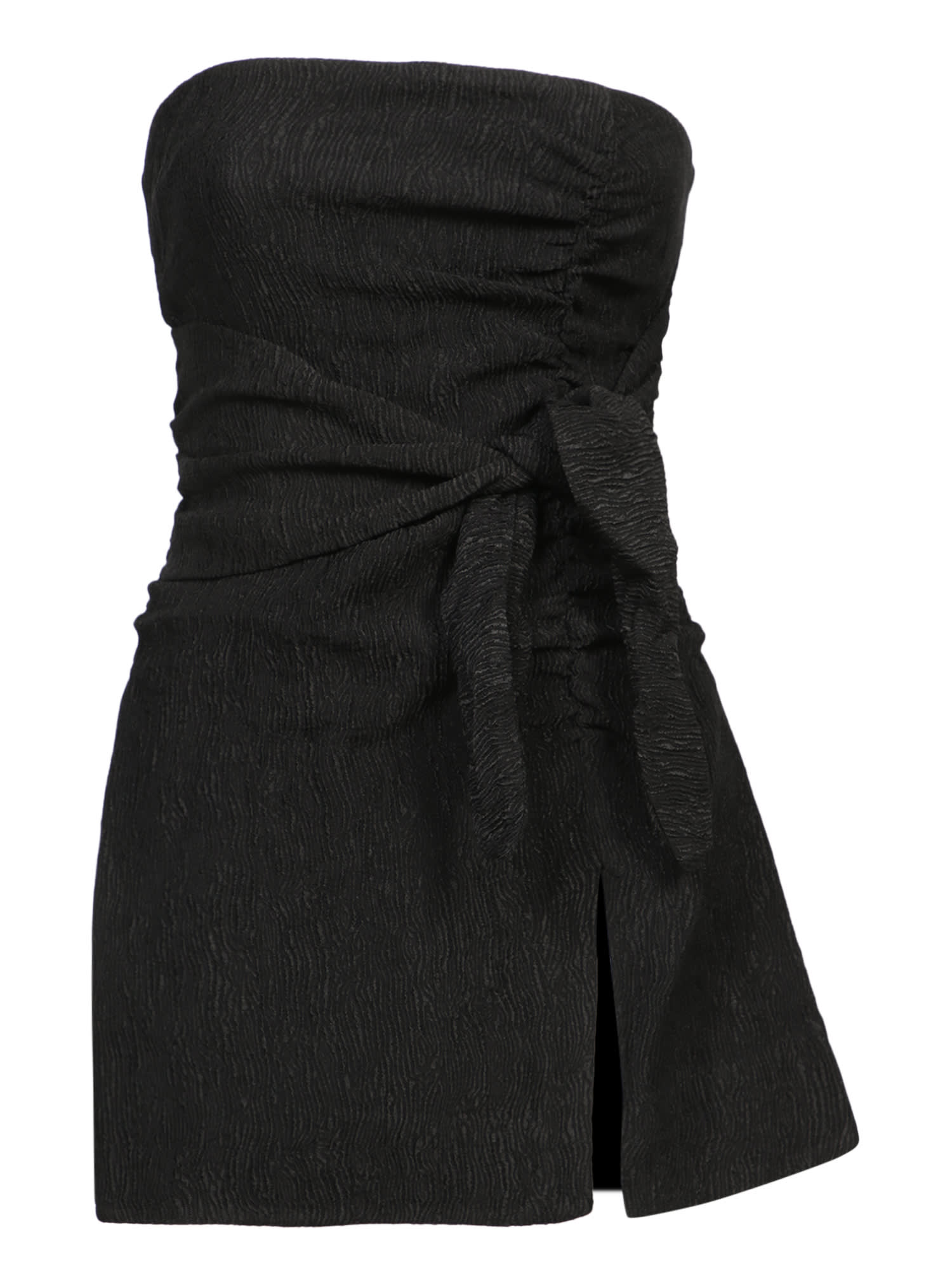 Shop Ganni Black Stretch Viscose Bustier Top