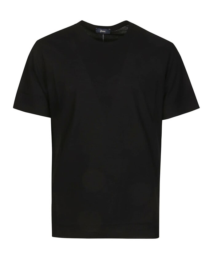 Shop Herno Crepe Cotton T-shirt In Nero