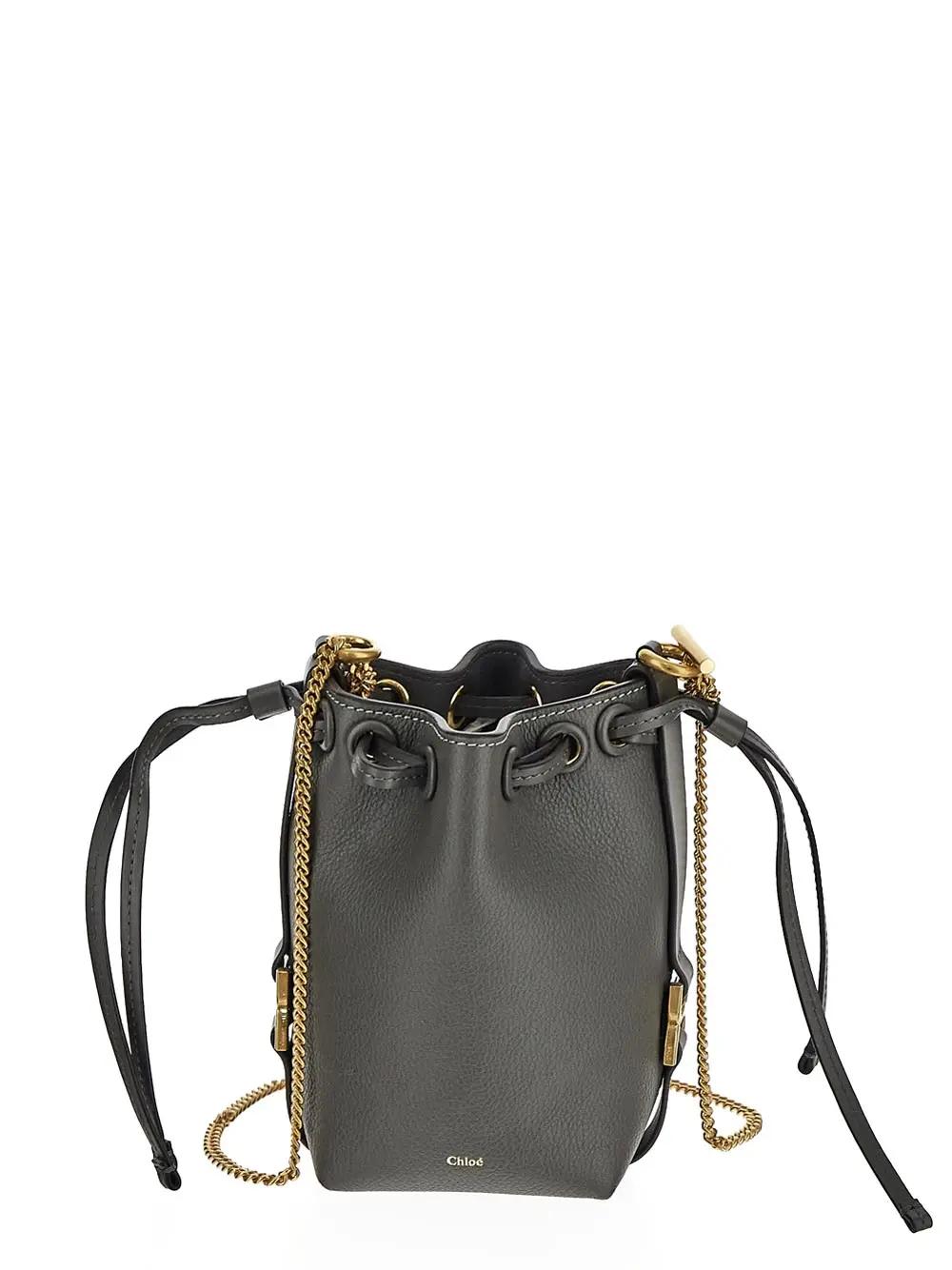 Shop Chloé Marcie Micro Bucket Bag In Elephant Grey