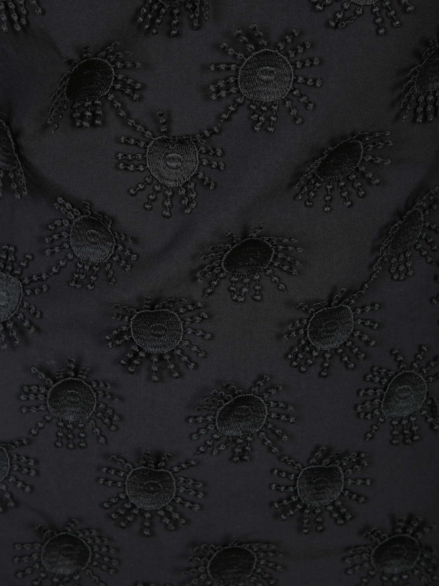 Msgm Short Black Dress With Pearl In Black