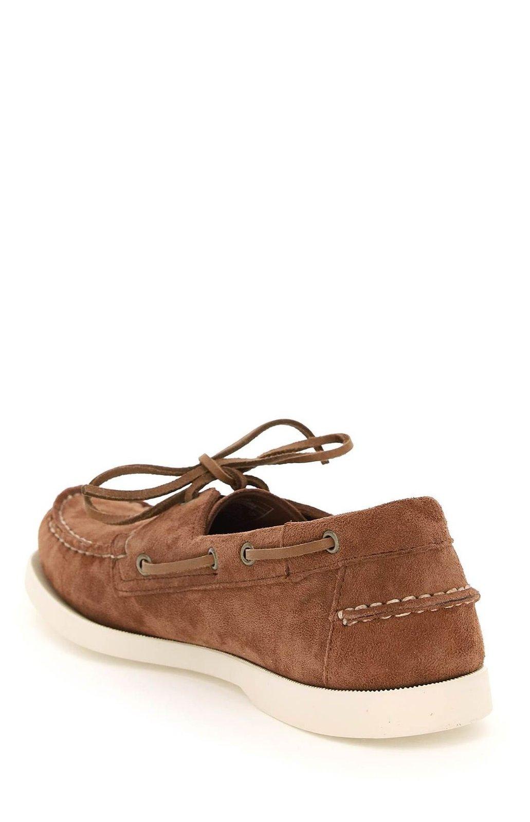 Shop Sebago Lace-up Round Toe Boat Shoes In Dark Brown