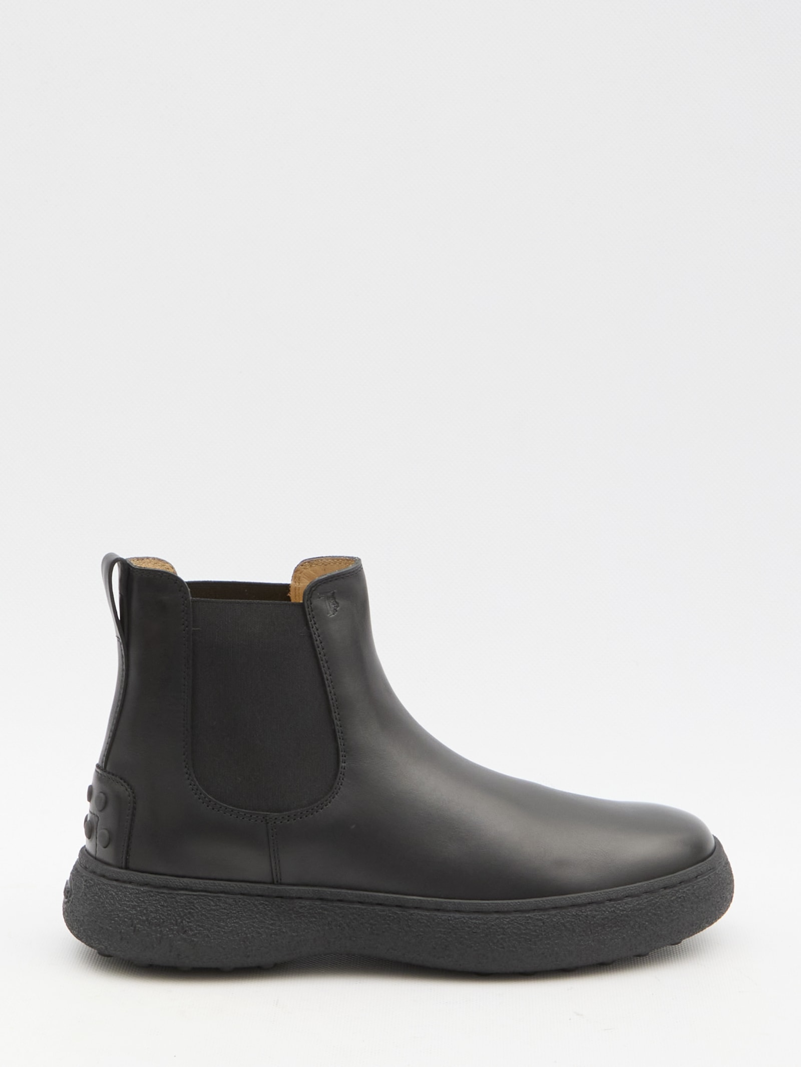 Shop Tod's Leather Chelsea Boots In Black