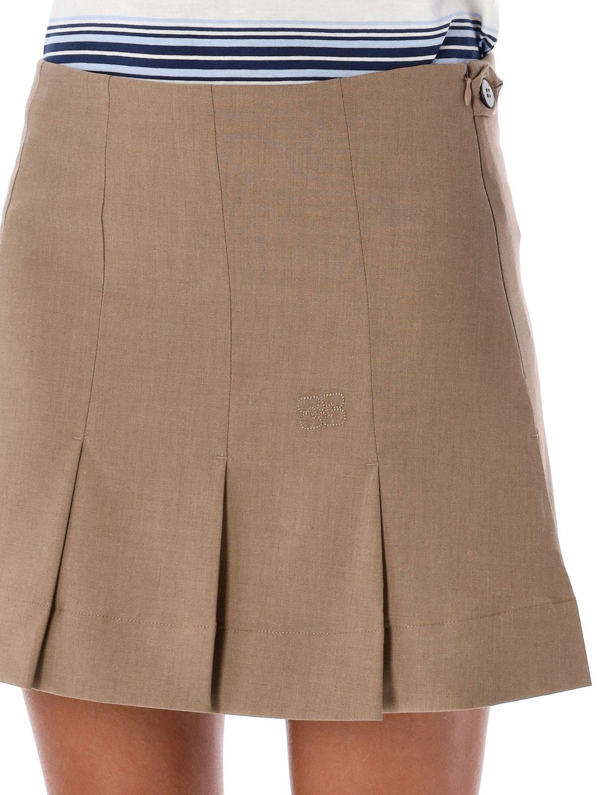 Shop Ganni Pleated Mini Skirt In Marrone