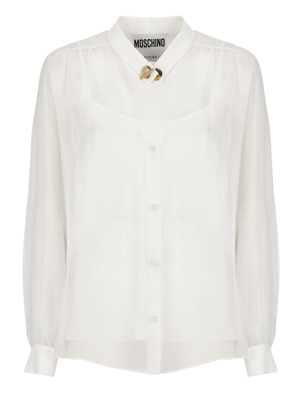 Shop Moschino Silk Shirt In White