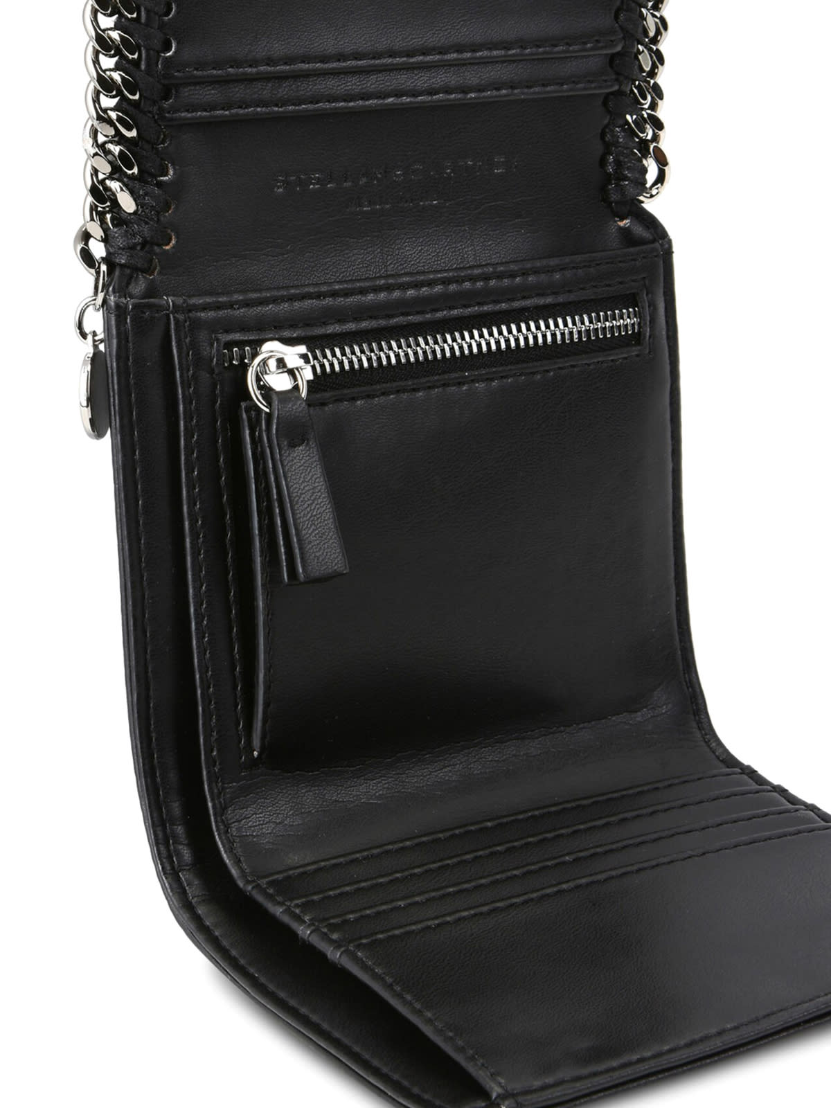 Shop Stella Mccartney Black Falabella Small Wallet