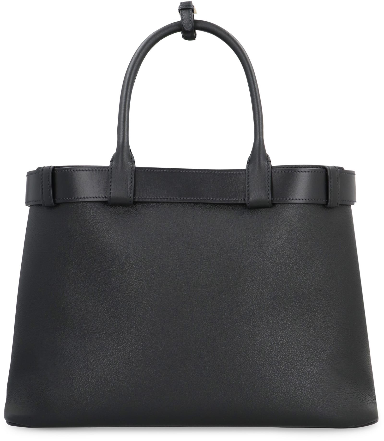 Shop Prada Buckle Leather Bag In Black