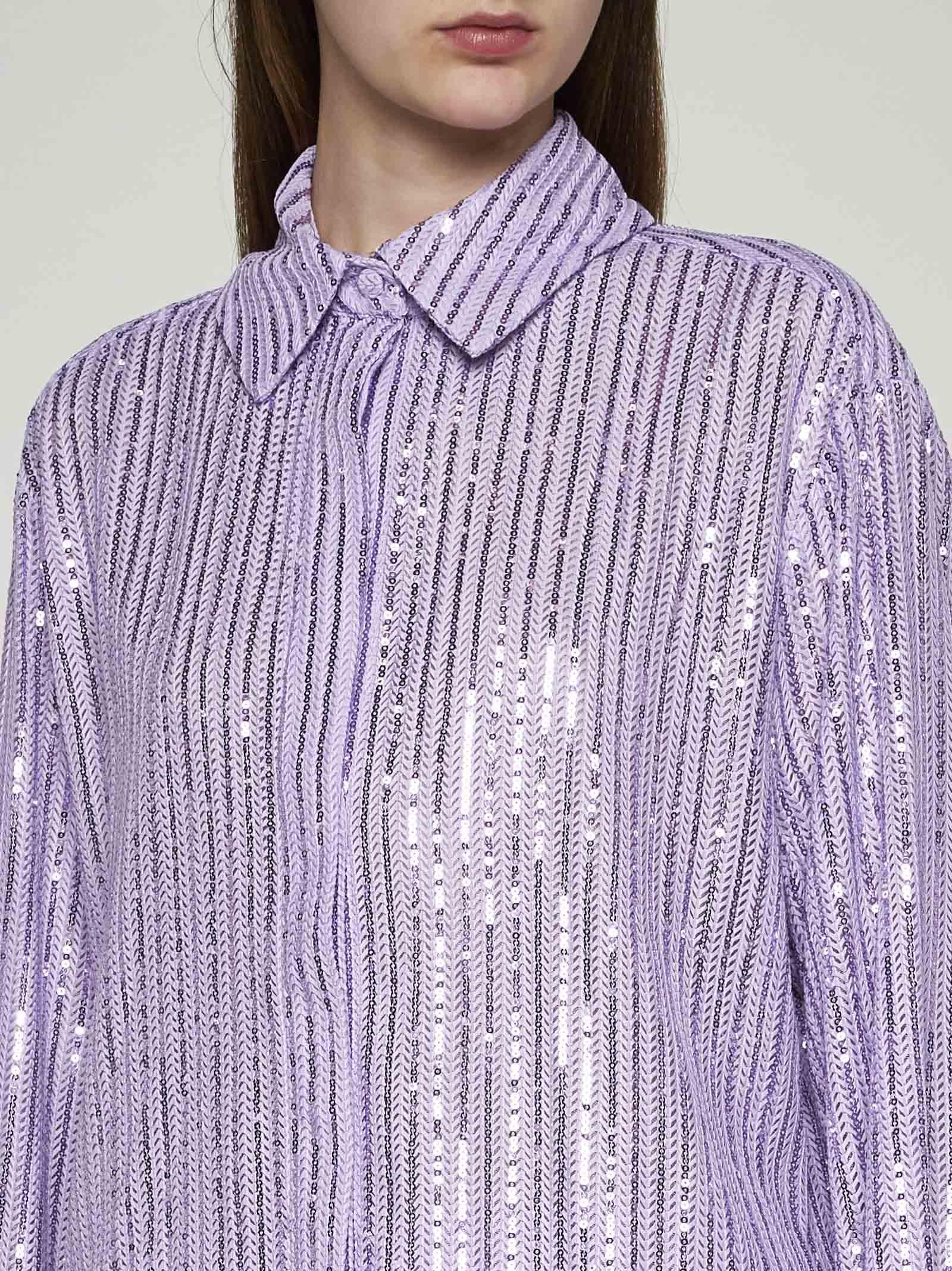 Shop Stine Goya Edel Striped Sequin Shirt In Lilla