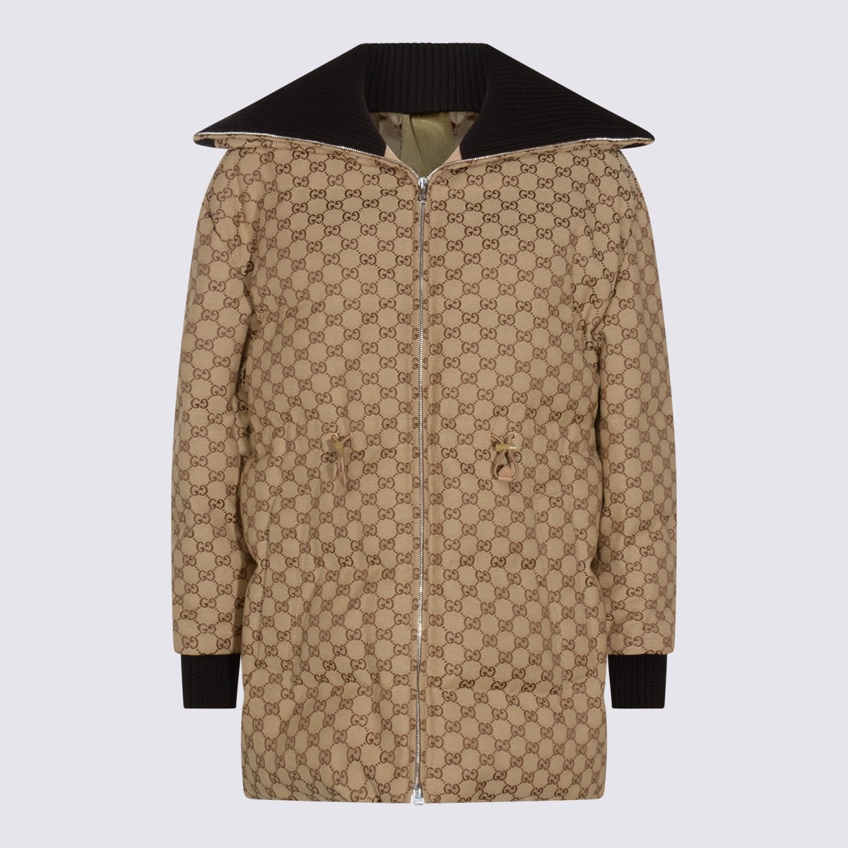 Gucci Beige Cotton Down Jacket In Brown
