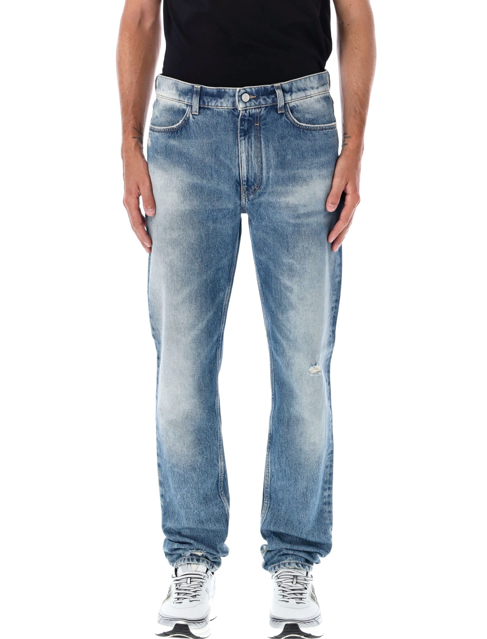 Shop Givenchy Strongly Wash Slim Denim In Ocean Blue