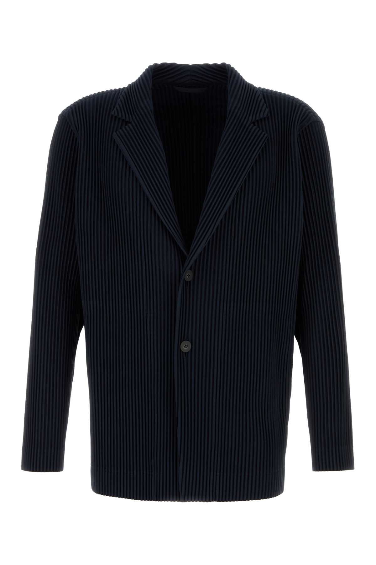 Shop Issey Miyake Midnight Blue Polyester Blazer In Navy