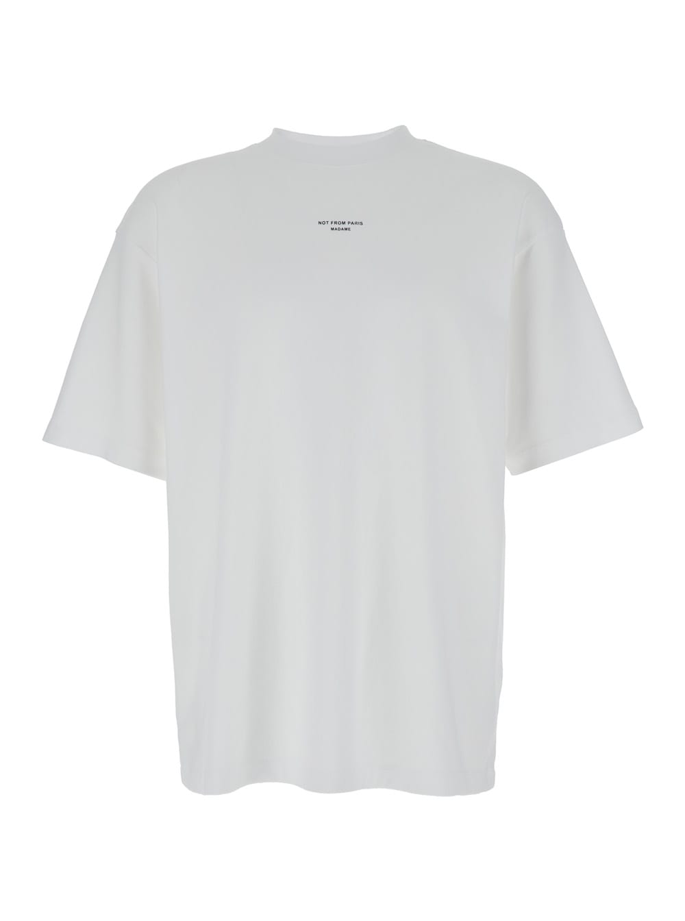Shop Drôle De Monsieur Slogan Classique White Classic T-shirt With Logo Print In Cotton Blend Man