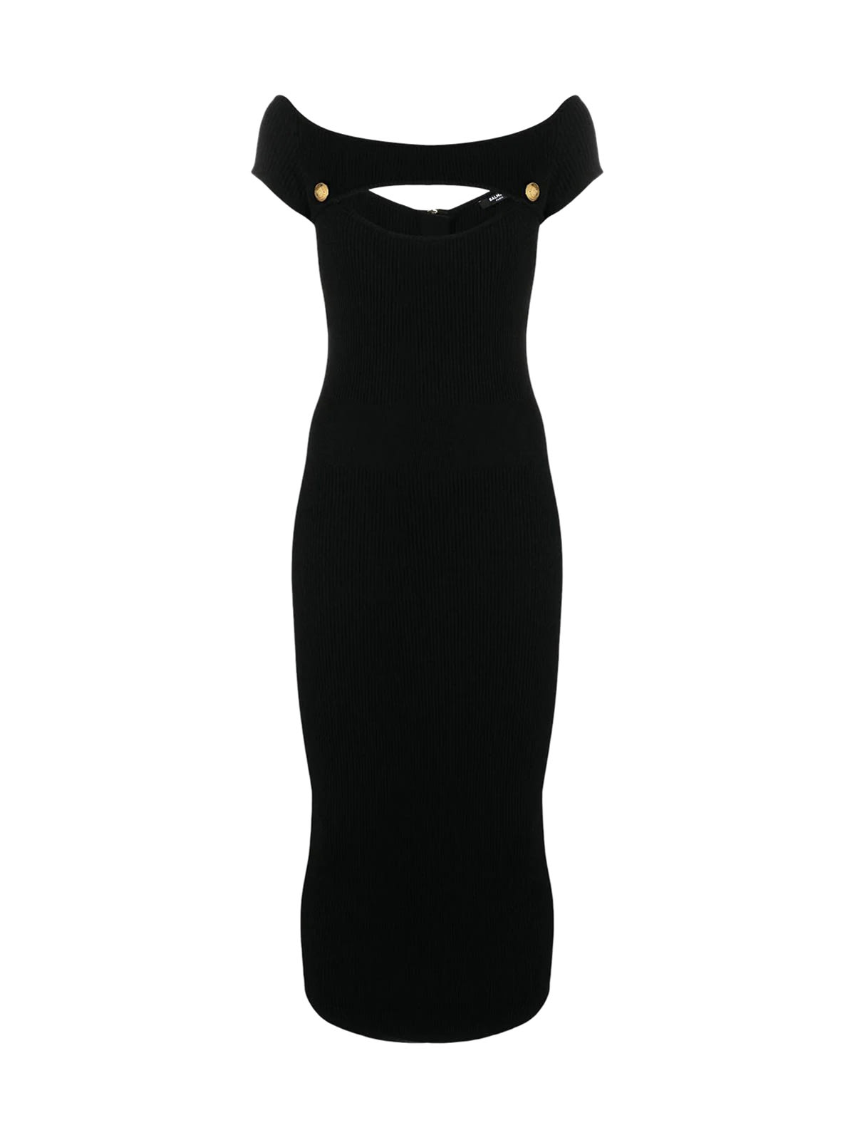 Photo of  Balmain Off-the-shoulder Ribbed Knit Midi Dress- shop Balmain Dresses, Midi Dresses online sales