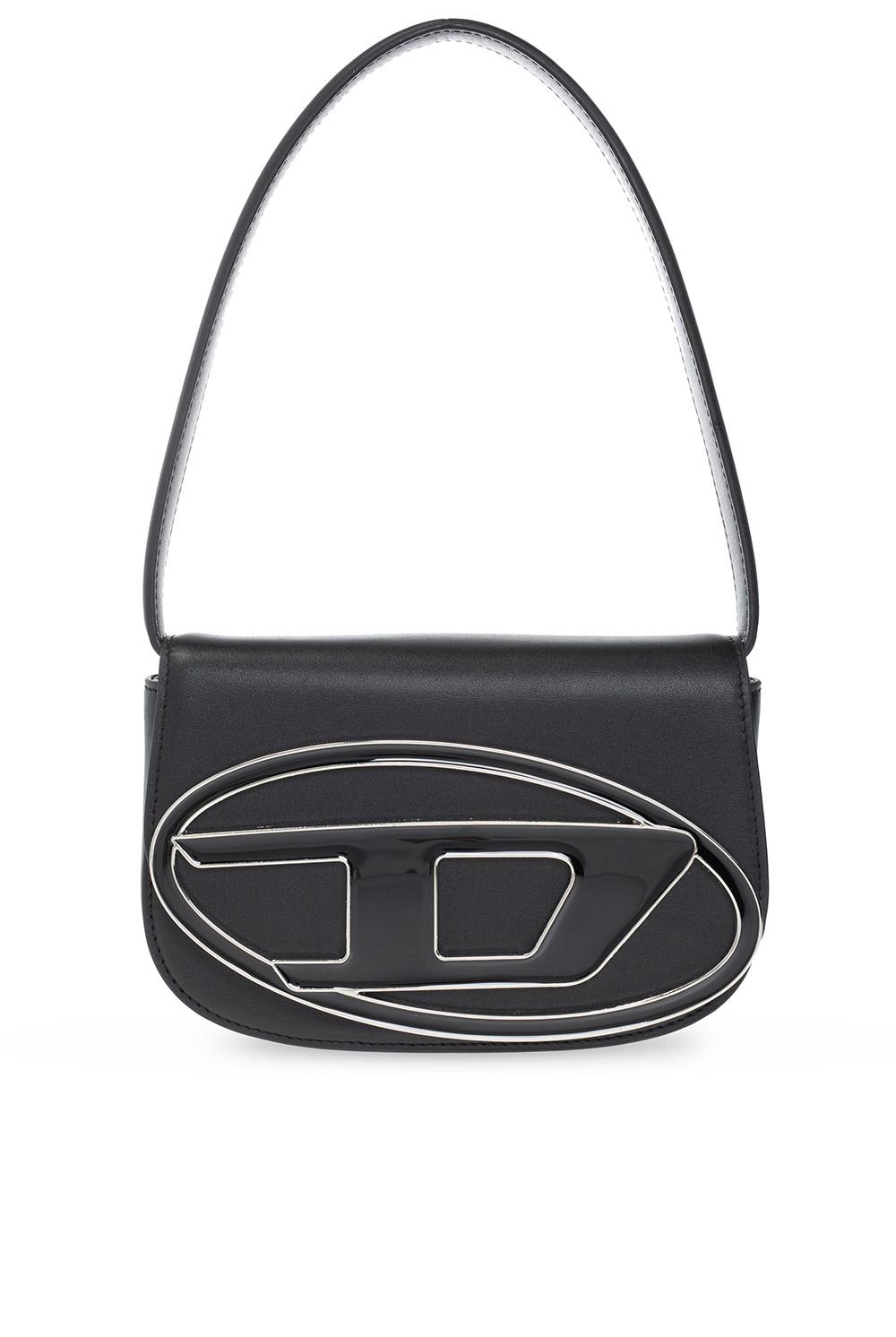 Diesel Rectangular Leather Shoulder Bag With Single Handle In Black