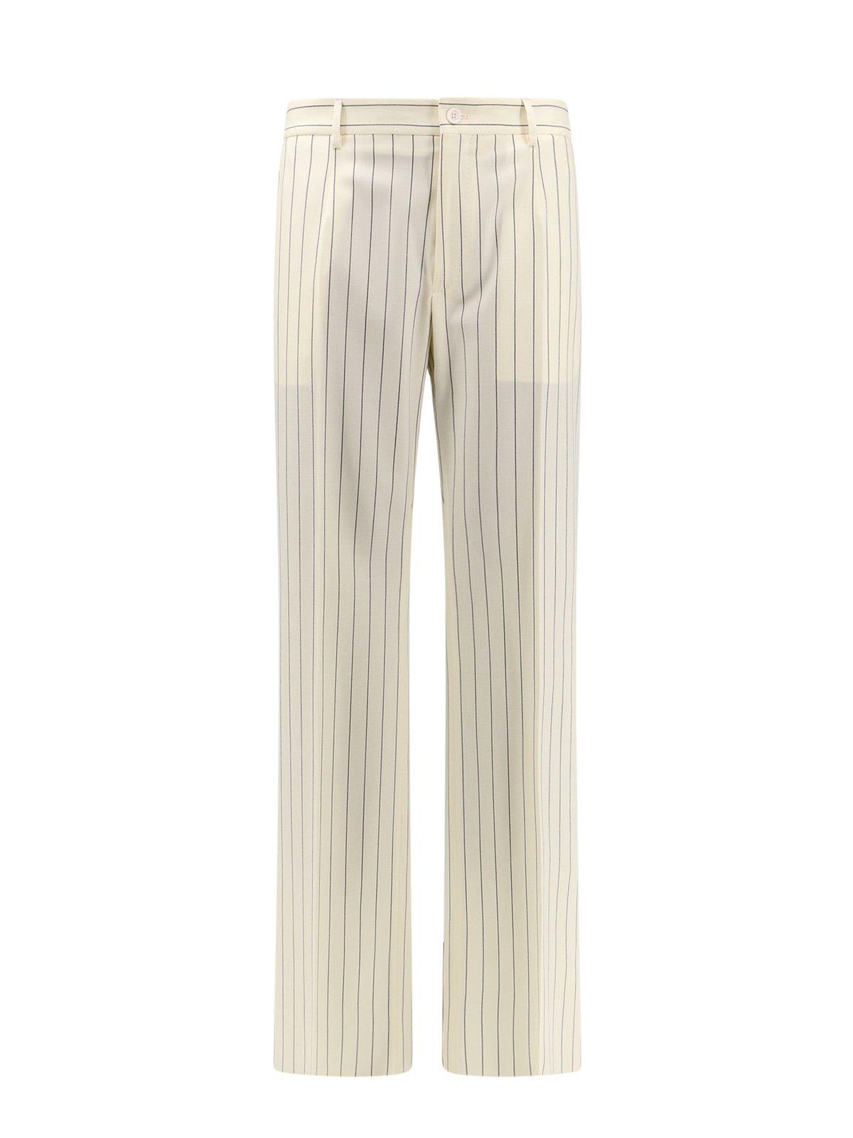 Shop Dolce & Gabbana Striped Pressed Crease Pants In White