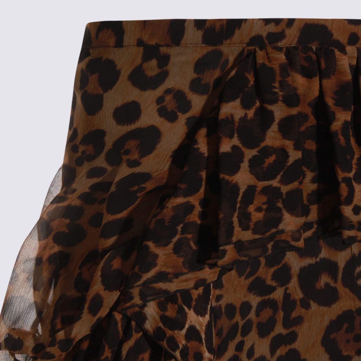 Blumarine Leopard-print Silk Crepon Maxi Skirt In Brown