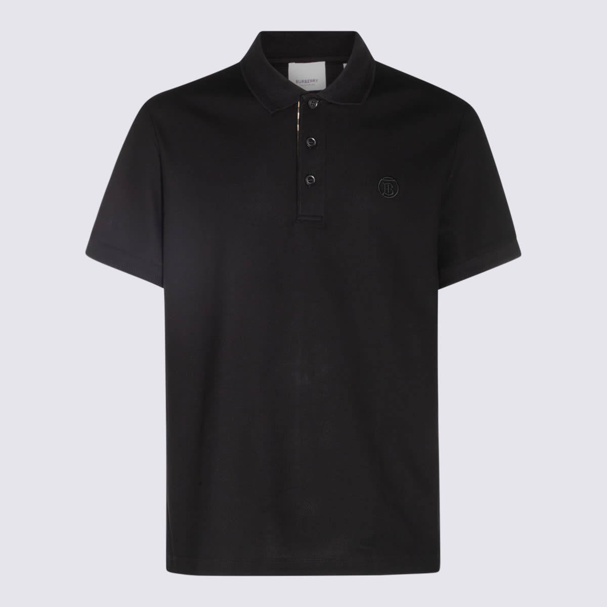 Shop Burberry Black Cotton Polo Shirt