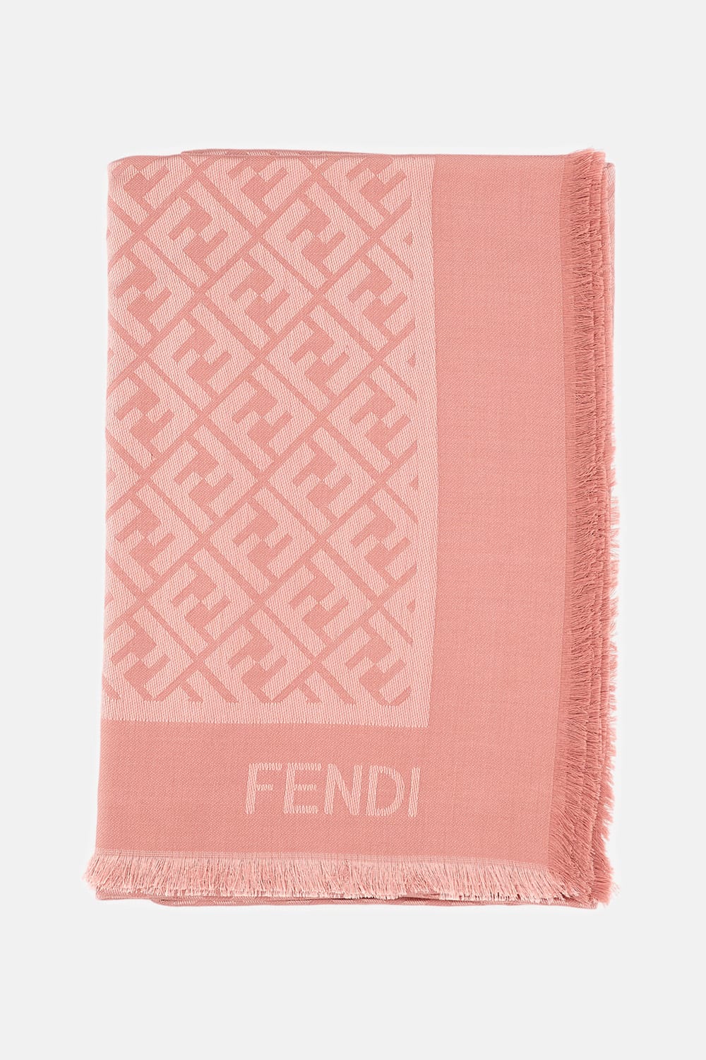 Fendi Ff Shawl Fringed Edges In Pink