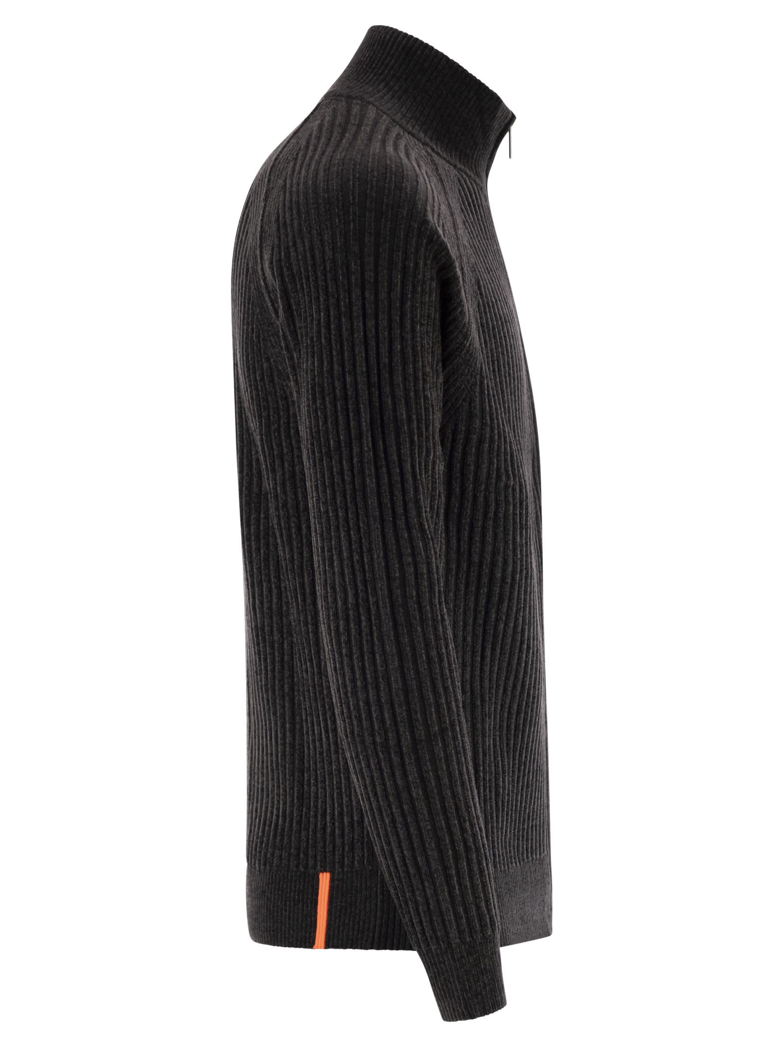 Rrd - Roberto Ricci Design Velvet Rave Full Zip Knit - Zip-up Cardigan In Black