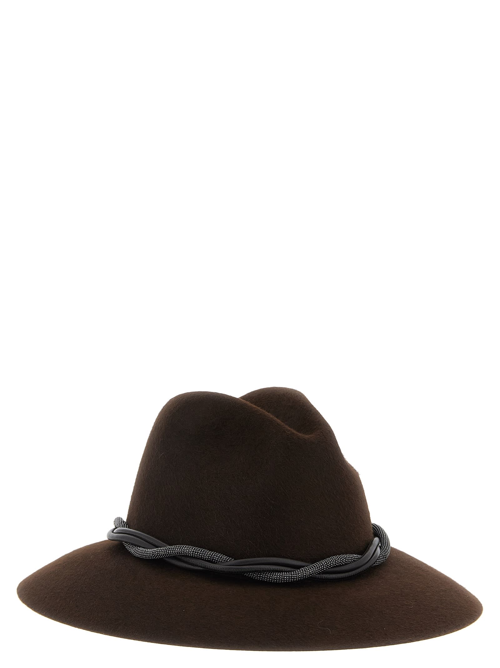 Brunello Cucinelli Brown Moniles Solid Fedora Hat In Brown
