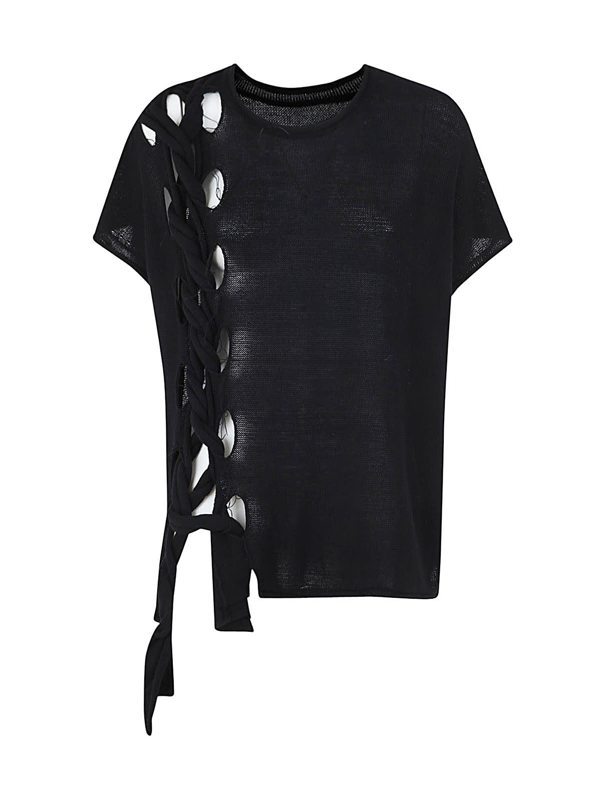 Y's Twist Lace Up Po In Black