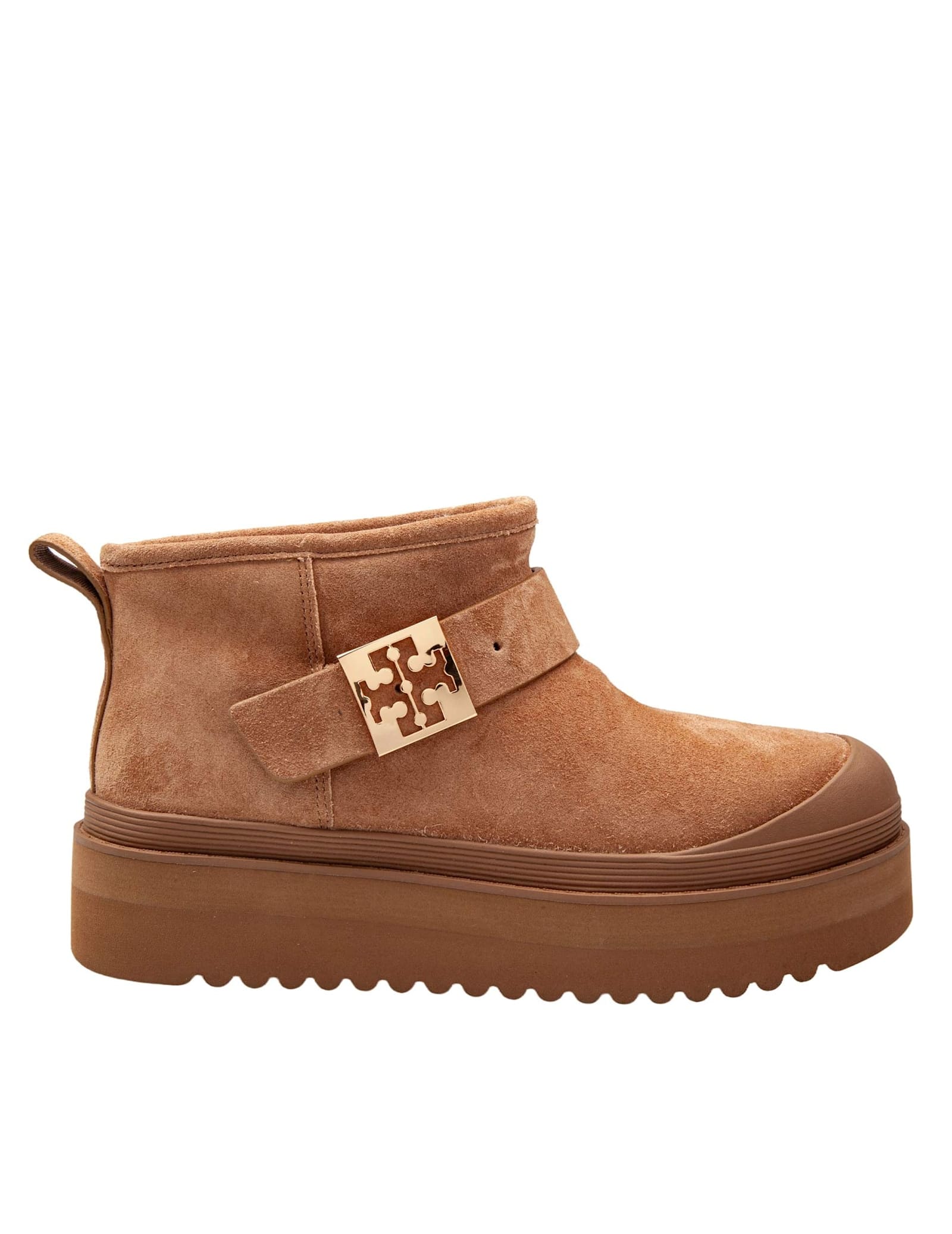 Shop Tory Burch Mellow Shearling Platform Ankle Boot In Chestnut