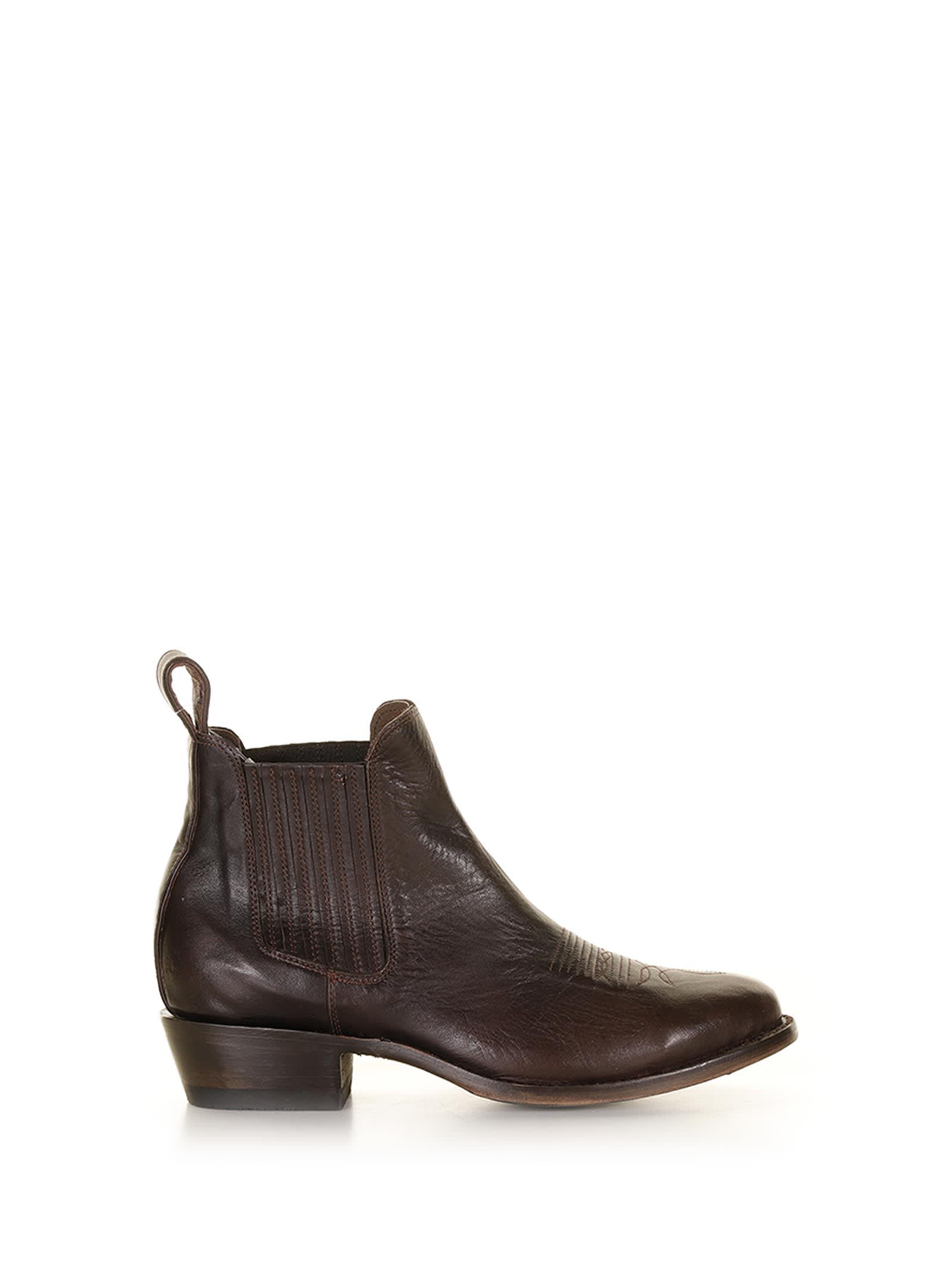 Mexicana Cowboy Style Rounded Toe Ankle Boot In Choco Ranchero