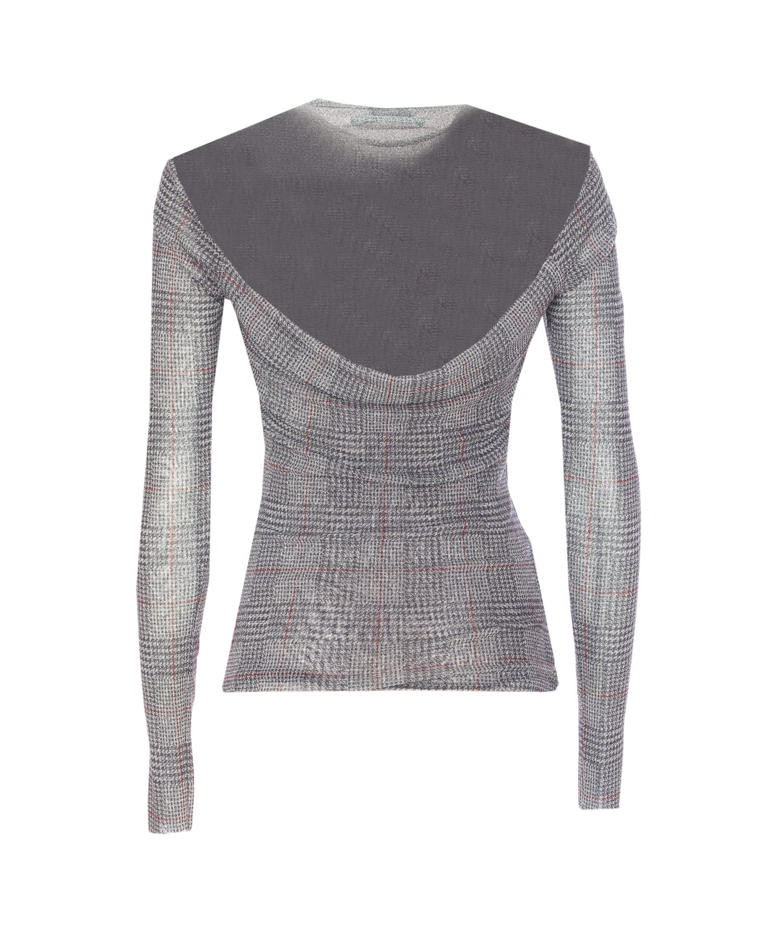Jean Paul Gaultier Women Body Shadow And Prince Of Wales Print Mesh Top In Gray