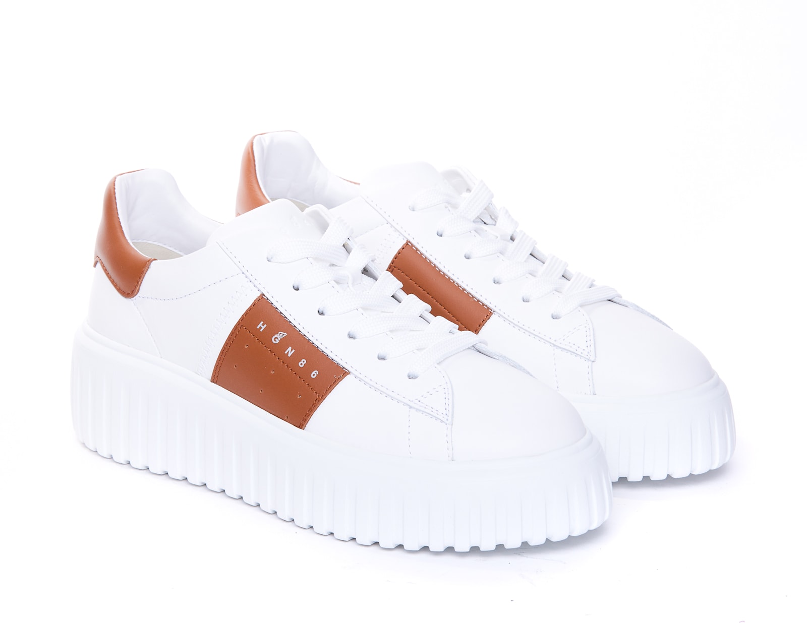 Shop Hogan H-stripes Sneakers In White