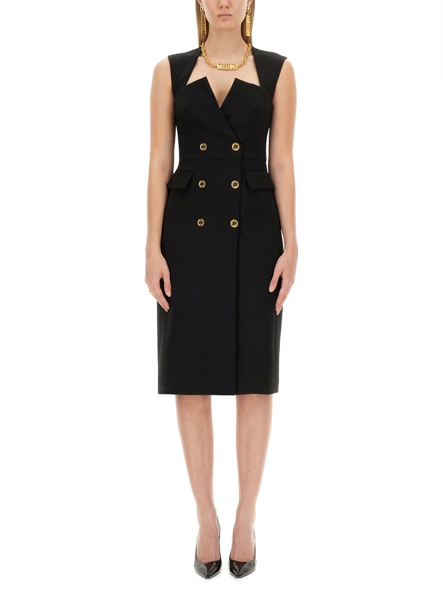 Shop Moschino Crepe Dress In Black