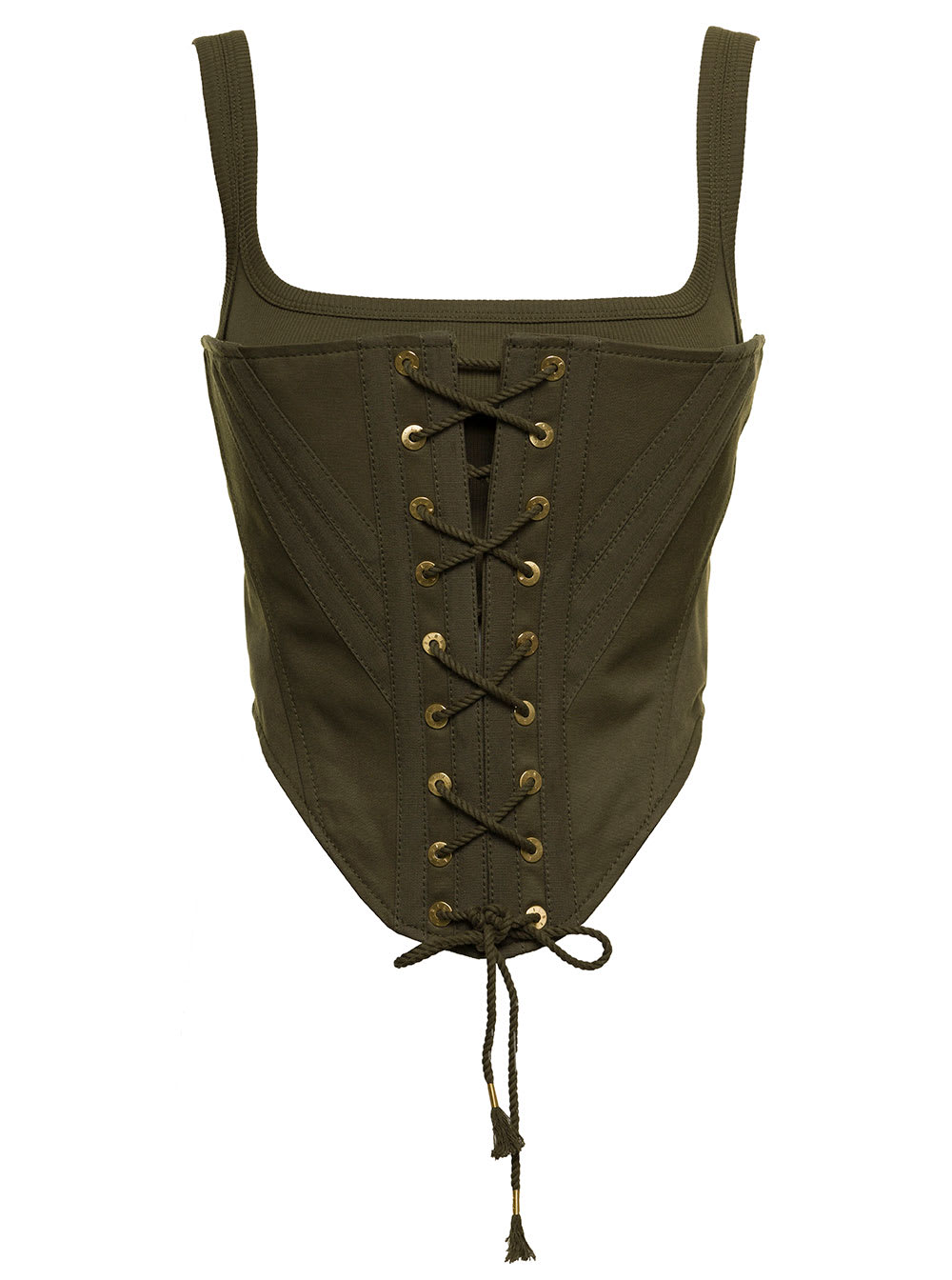 Dion Lee Womangreen Cotton Corset With Laces
