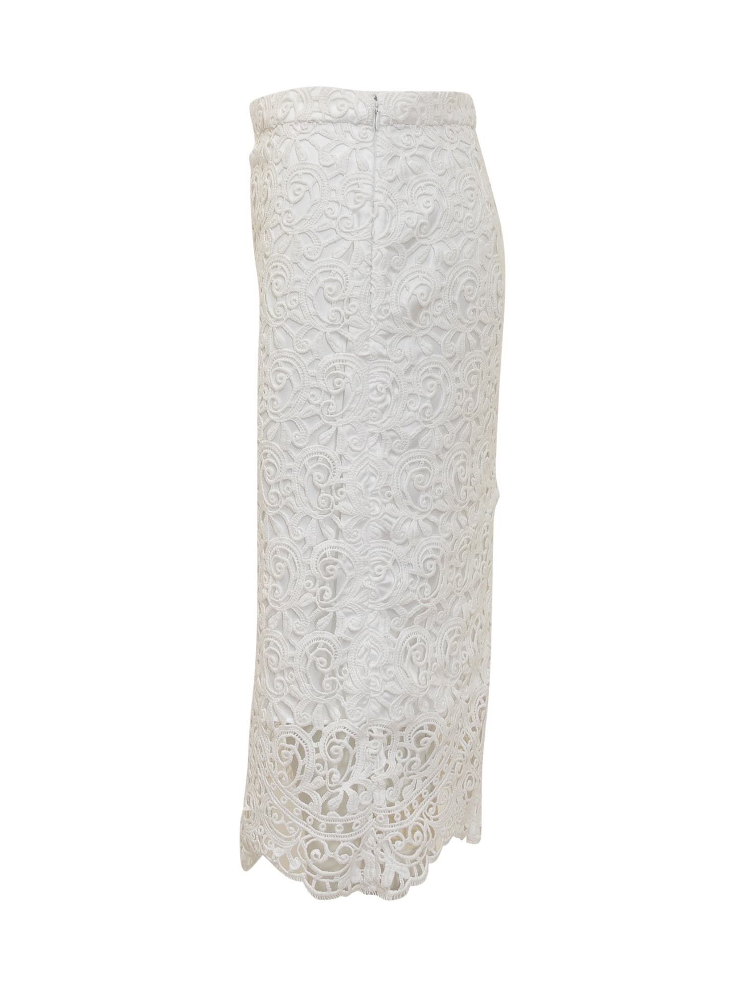 Burberry Lace High-waisted Midi Skirt In White | ModeSens