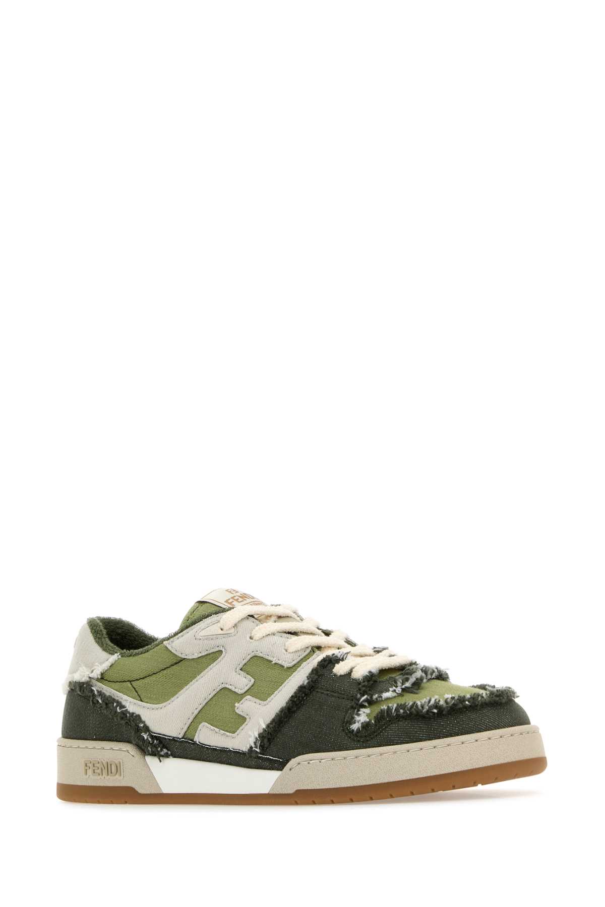 Shop Fendi Multicolor Denim  Match Sneakers In Green