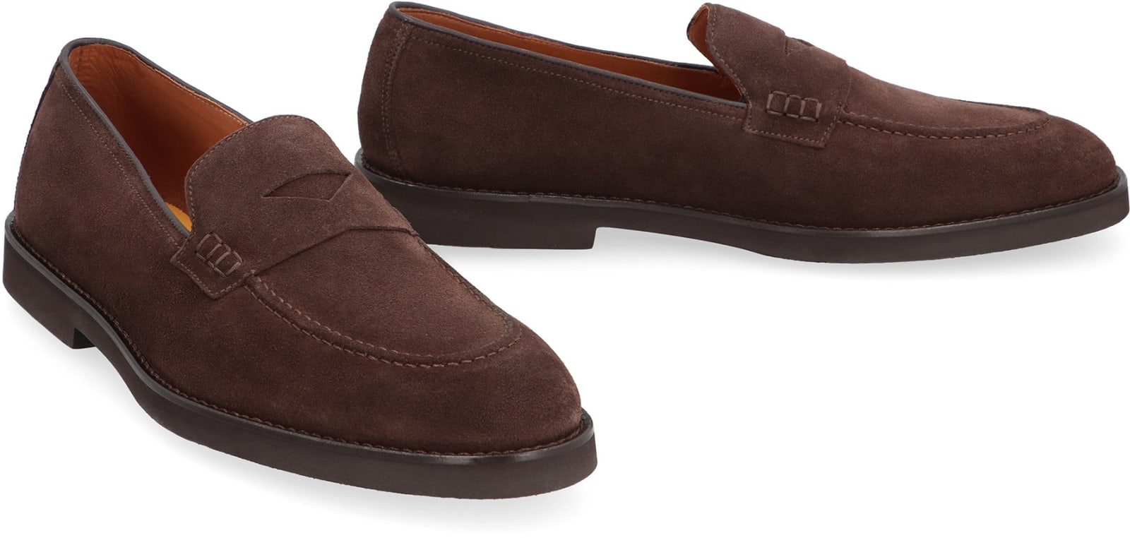Shop Doucal's Suede Loafers In Marrone