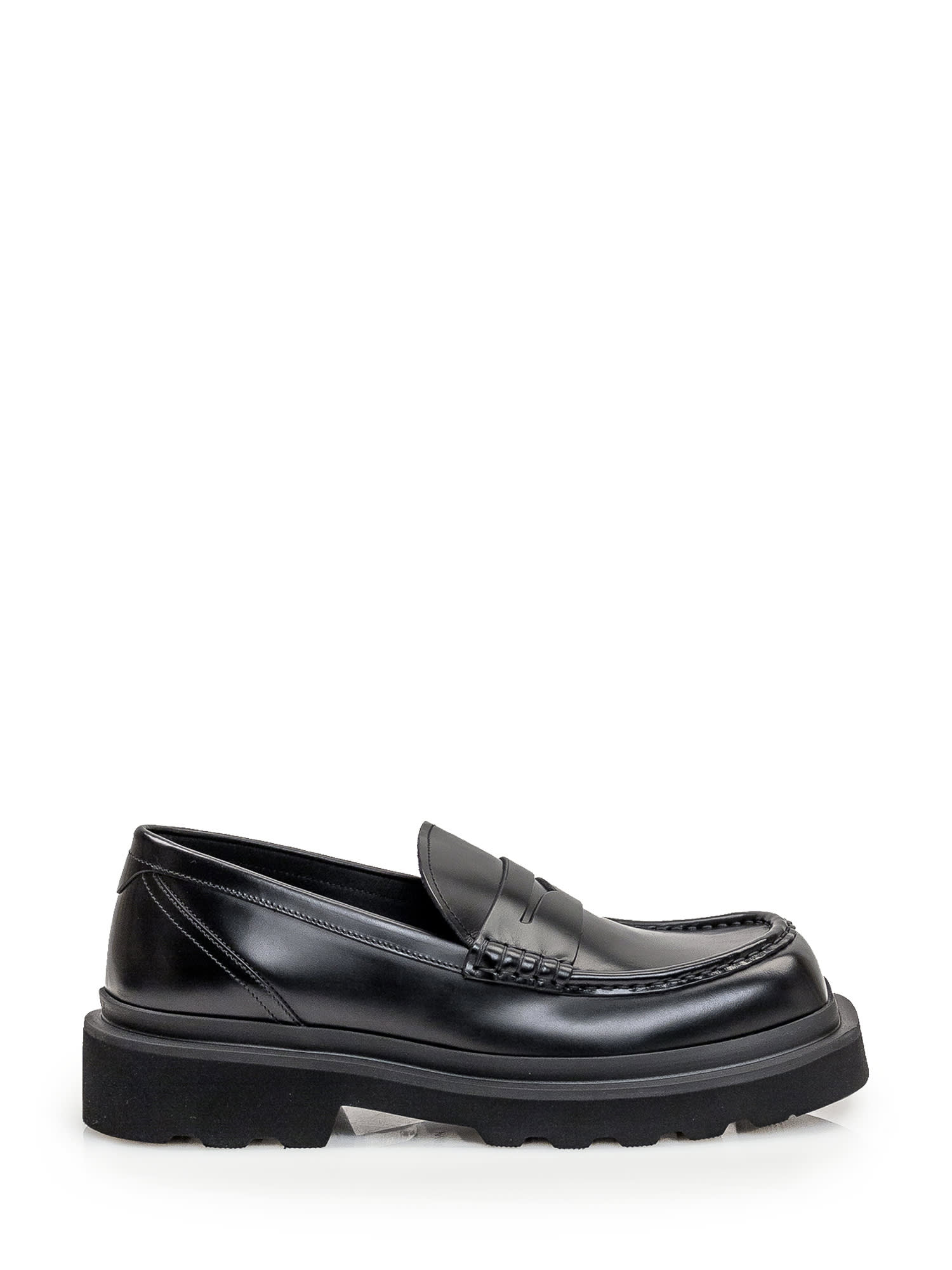 Shop Dolce & Gabbana Leather Loafer In Nero
