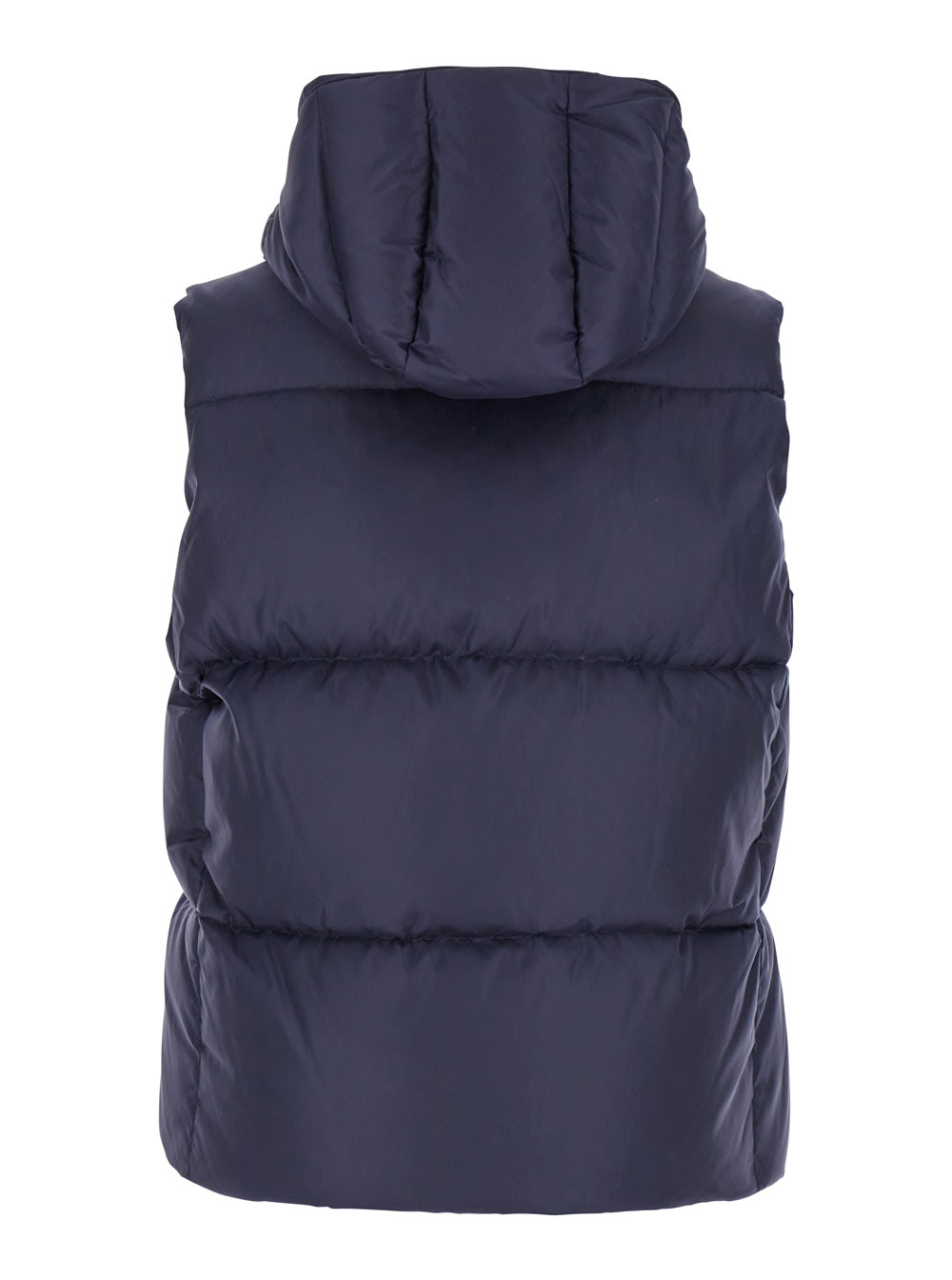 Tatras 'melko' Blue Sleeveless Down Jacket With Hood And Logo Patch In Blu