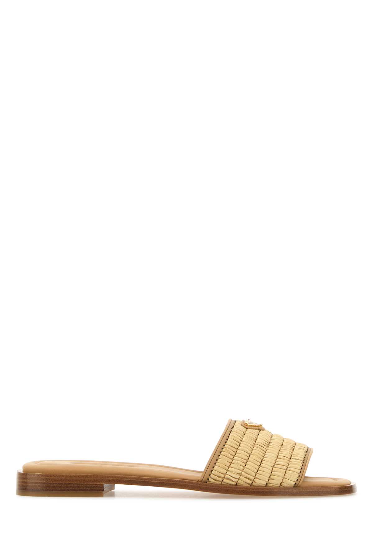 Beige Raffia And Leather Slippers