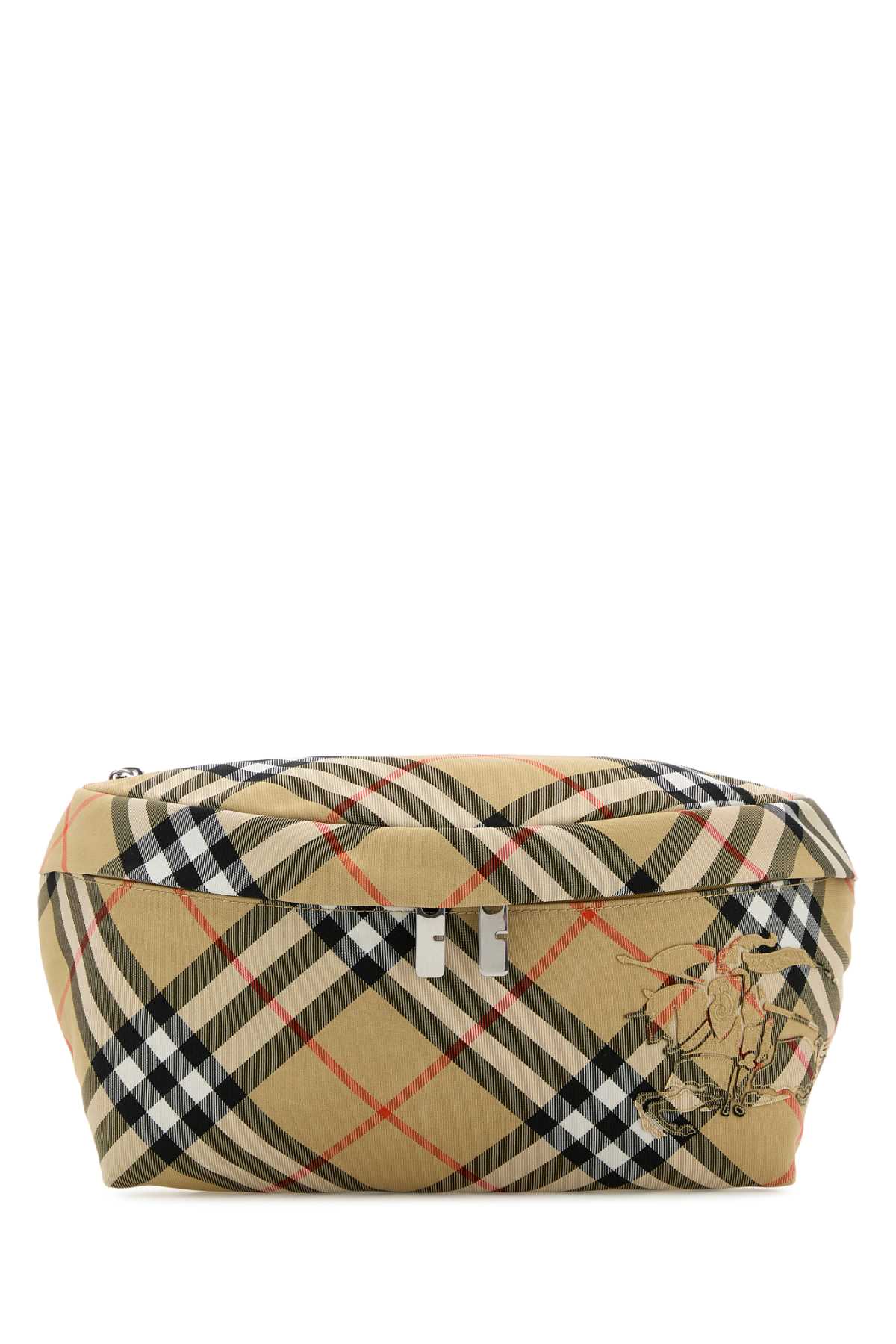 Shop Burberry Embroidered Fabric Check Belt Bag In Sand