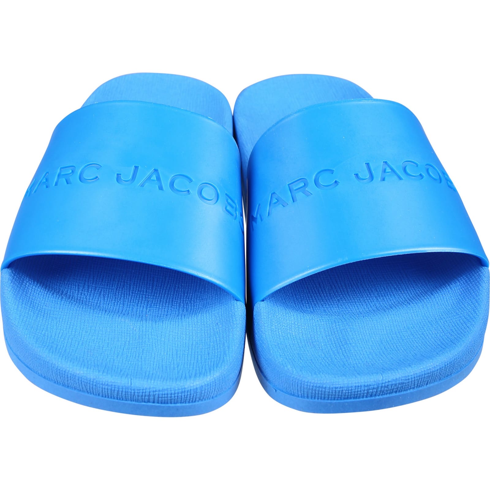 Shop Little Marc Jacobs Blue Slippers For Kids With Logo
