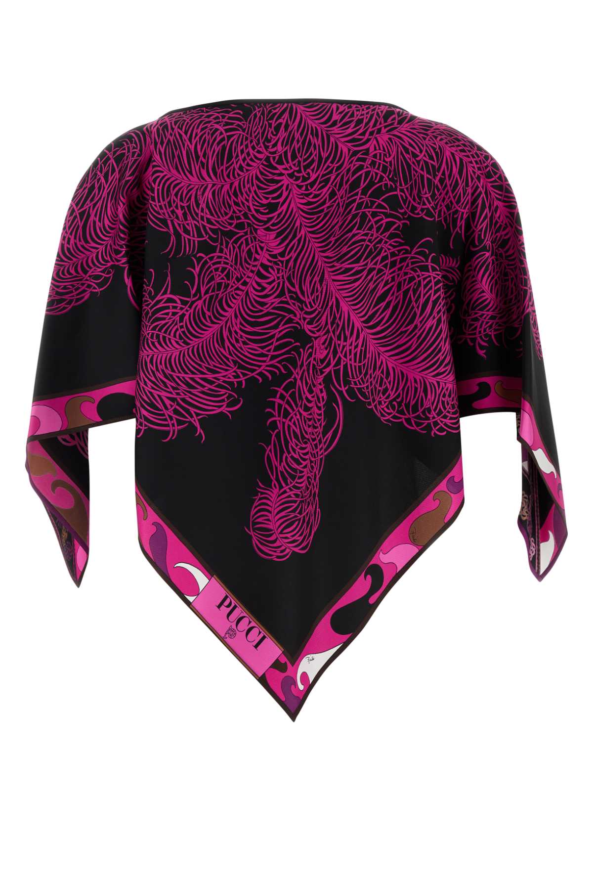 Shop Pucci Printed Silk Cape In Fuxiamarrone