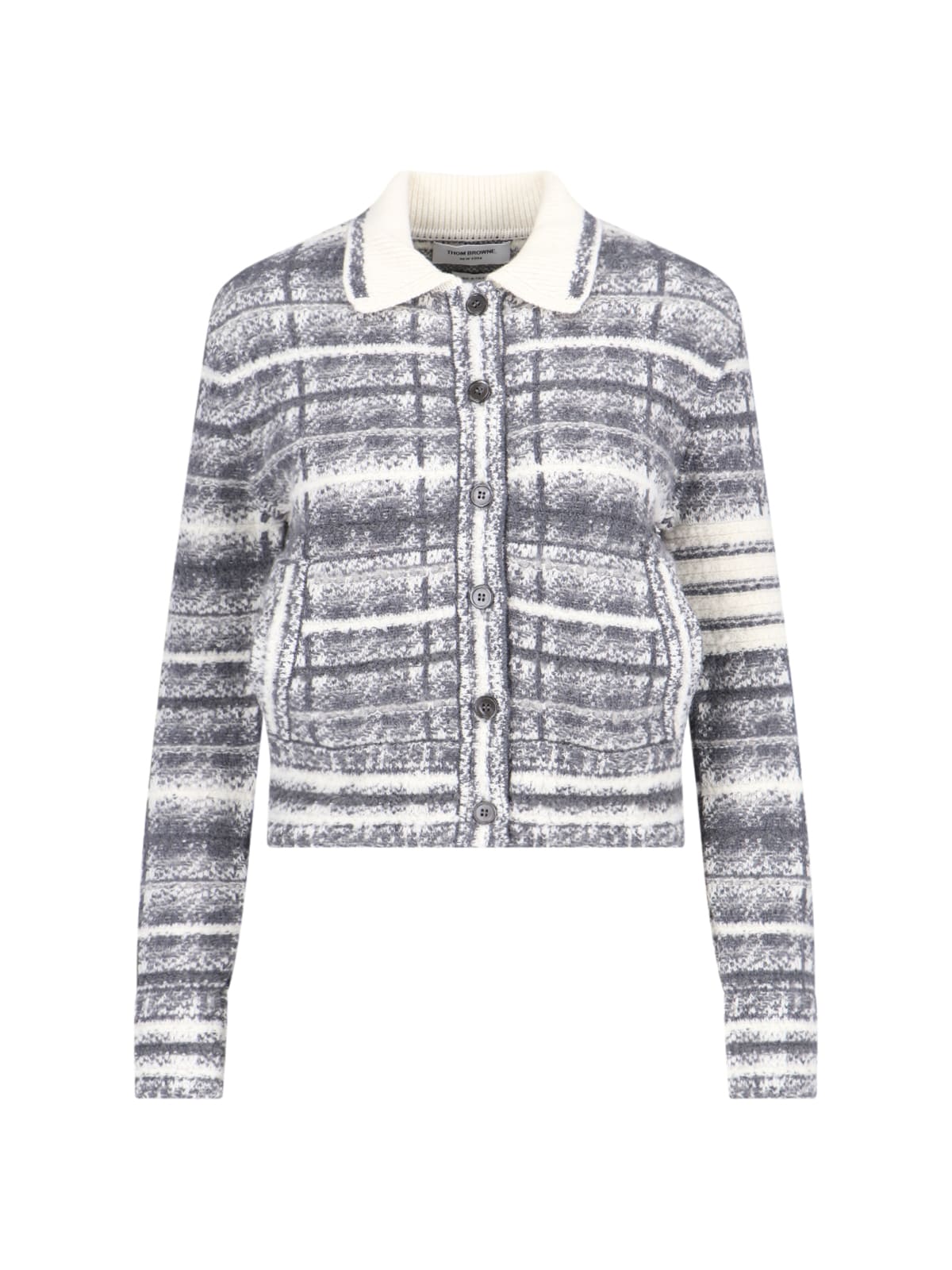 Thom Browne Check Pattern Jacket In Gray