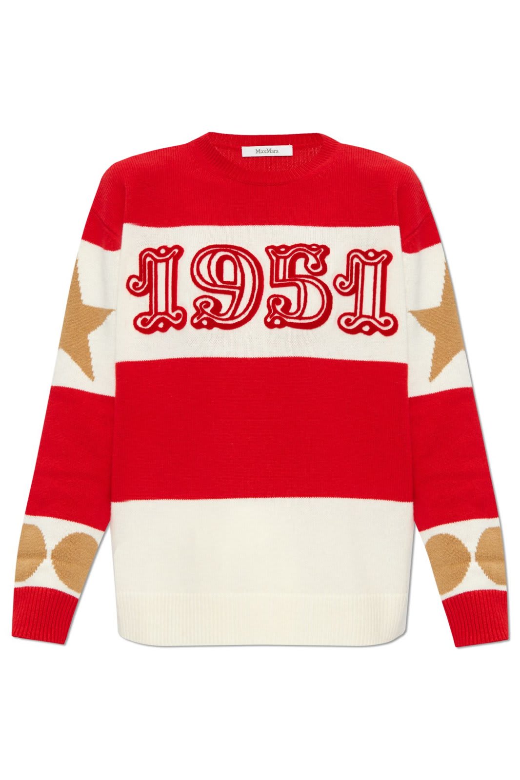 Shop Max Mara Star Patterned Crewneck Jumper In Red/white