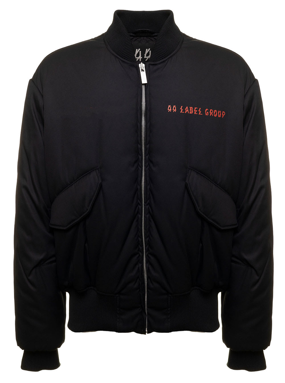 Emil Black Nylon Bomber Jacket With Logo Print 44 Label Group Man
