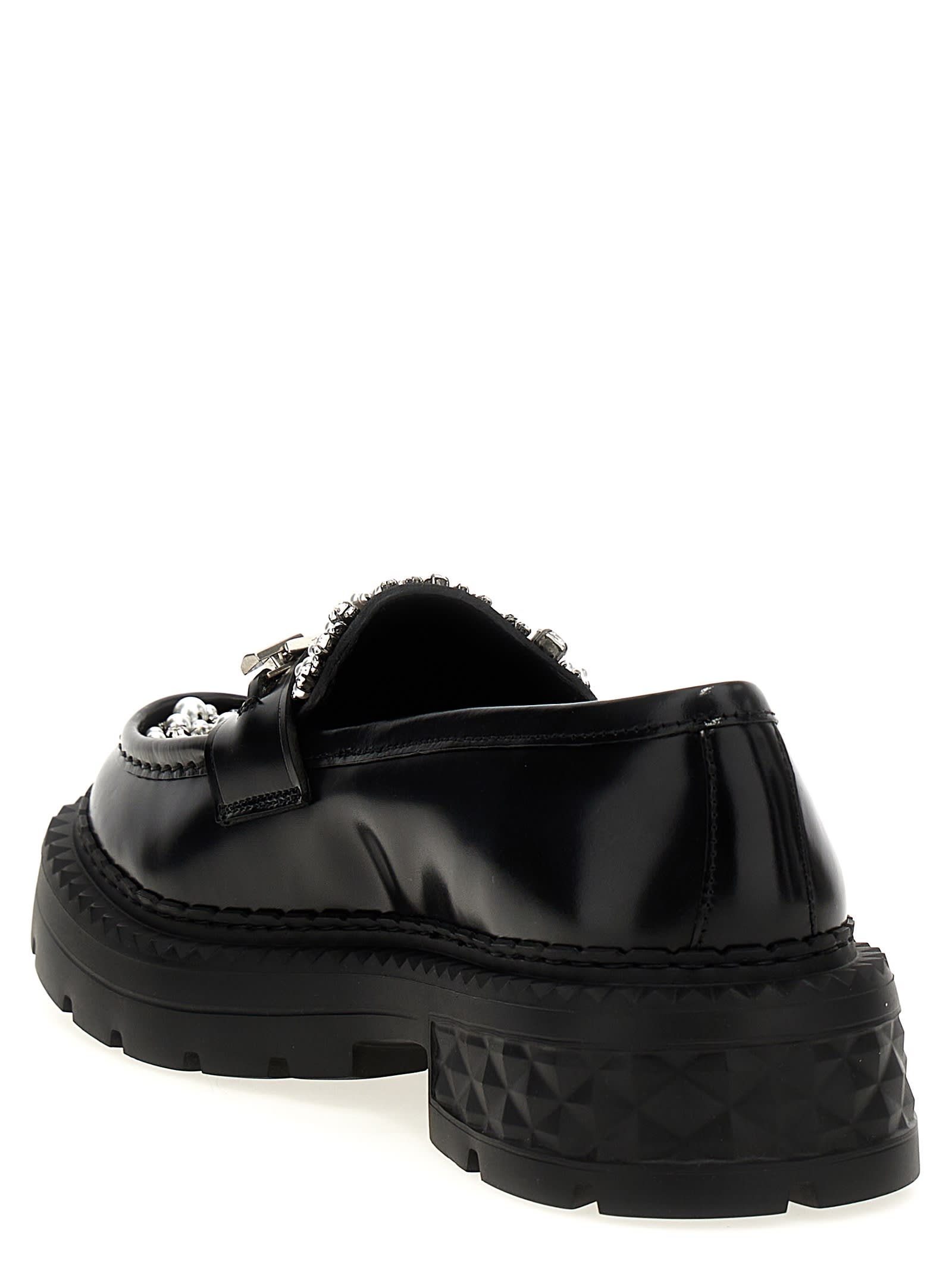Jimmy Choo 'chunky Sole Diamond Marlow' Loafers In Black