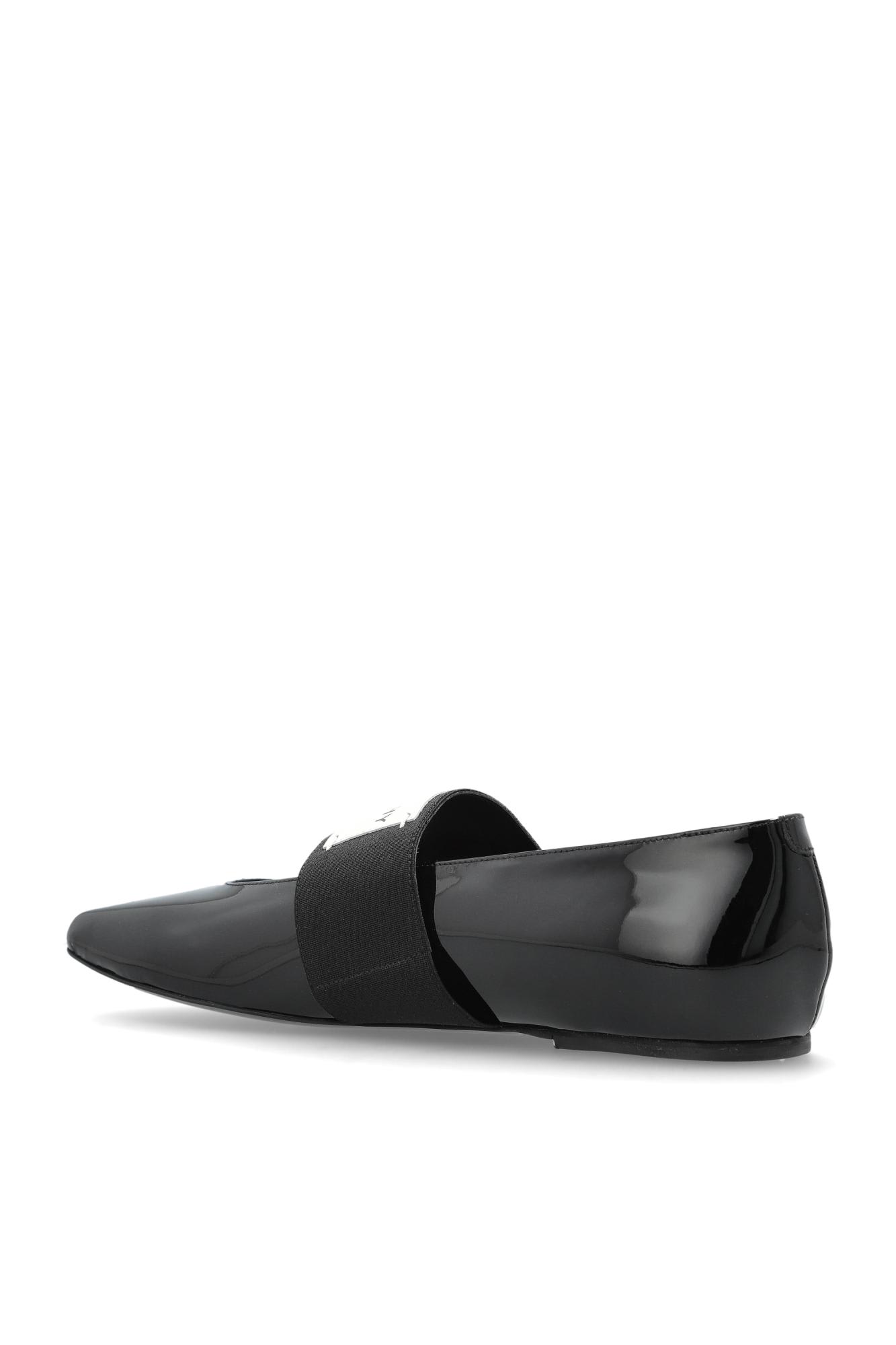 Givenchy Women Patent Leather Ballerinas With Maxi Logo Label In Black