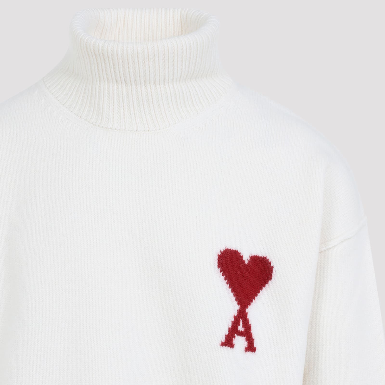 Ami Alexandre Mattiussi Ami Paris Turtleneck Sweater Ami De Coeur White Men In Animal Print