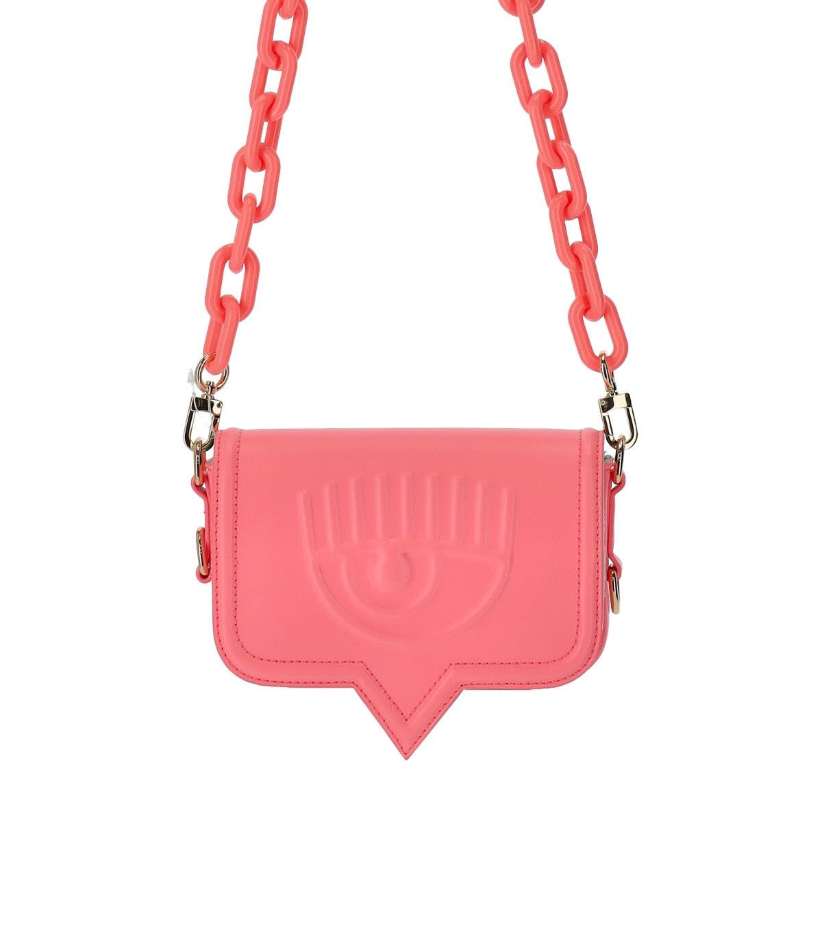 Chiara Ferragni Eyelike Small Coral Pink Crossbody Bag